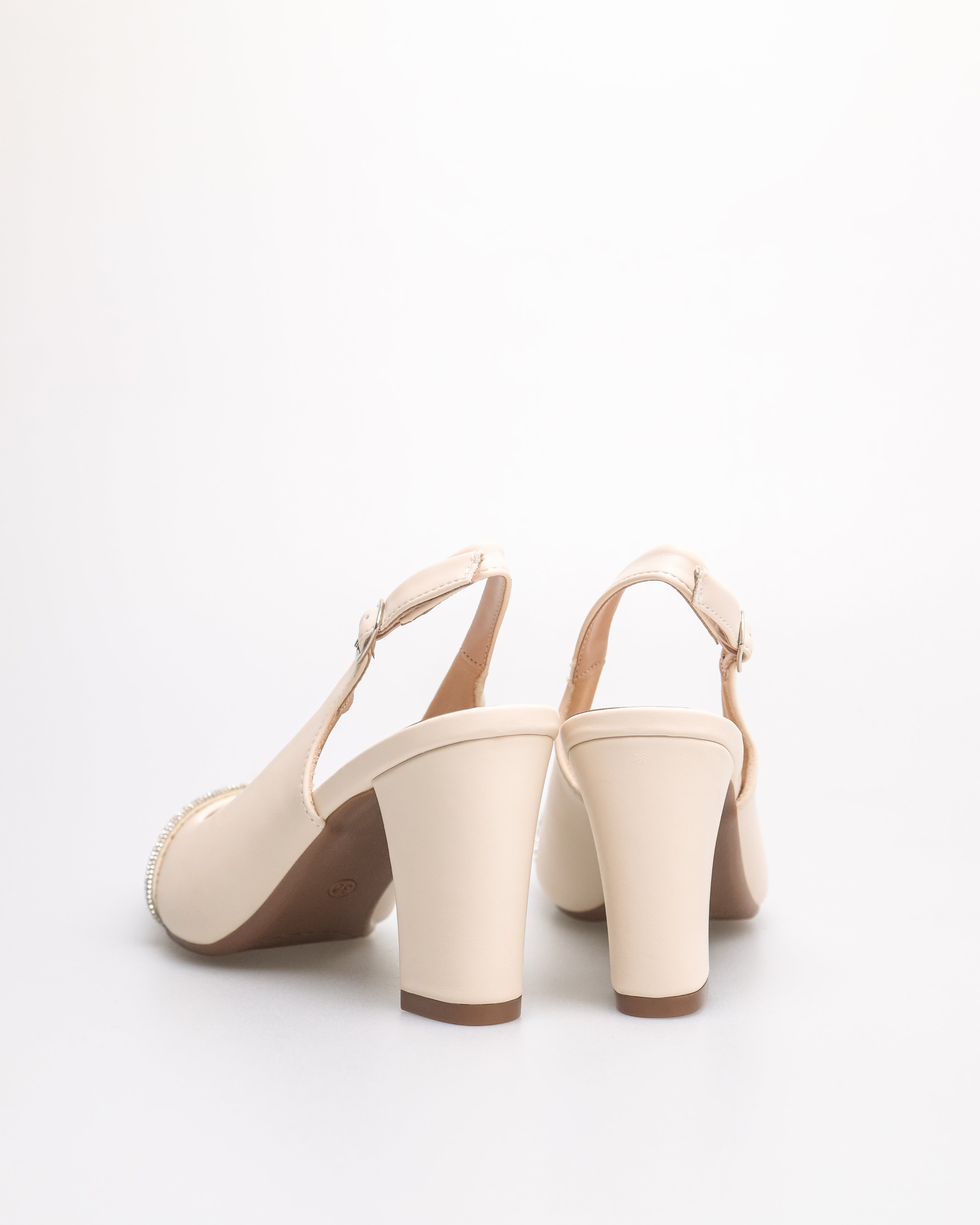 Tomaz NN417 Ladies Glittery Band Heels (Cream)