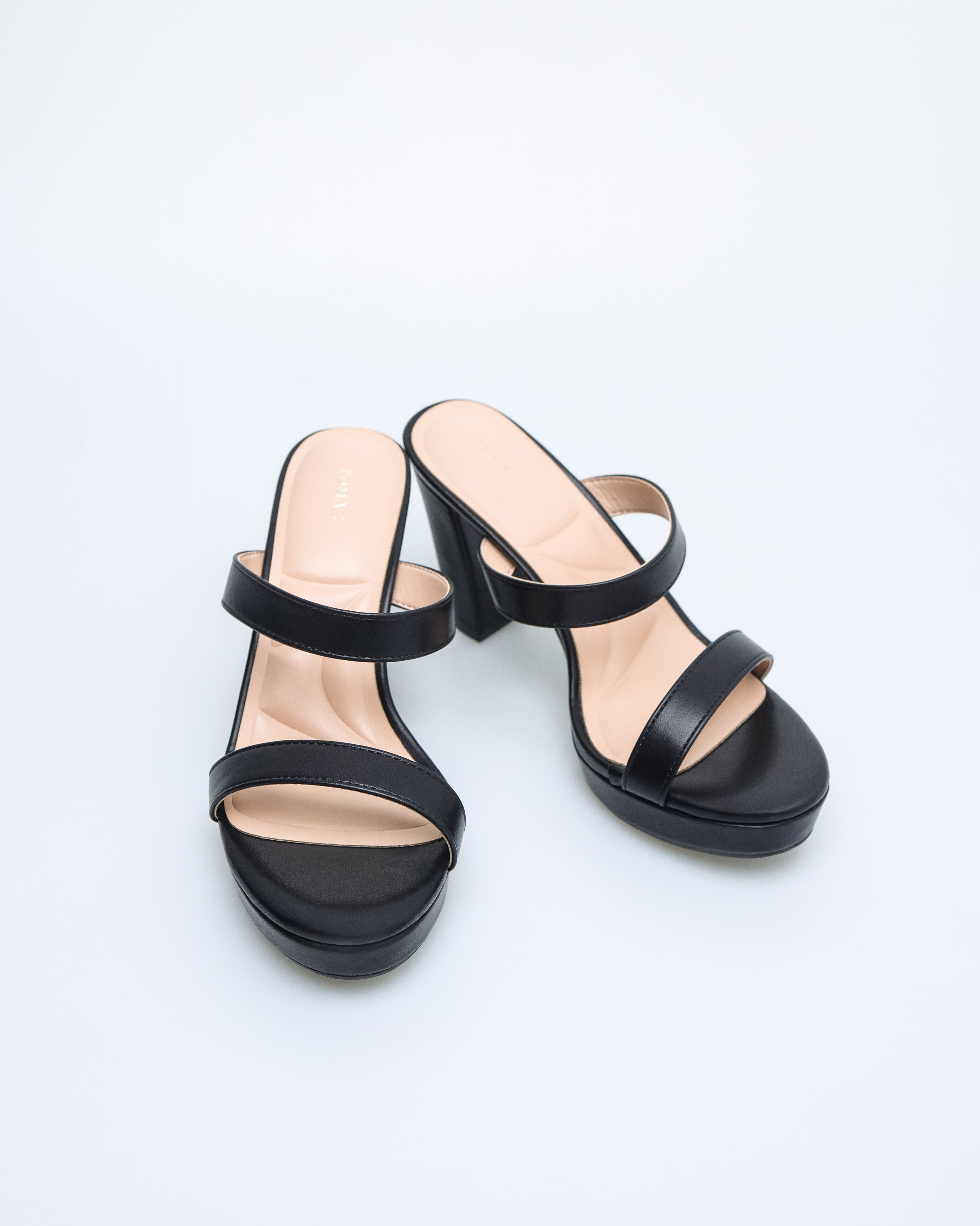 Tomaz NN356 Ladies Duo Strap Heels (Black)