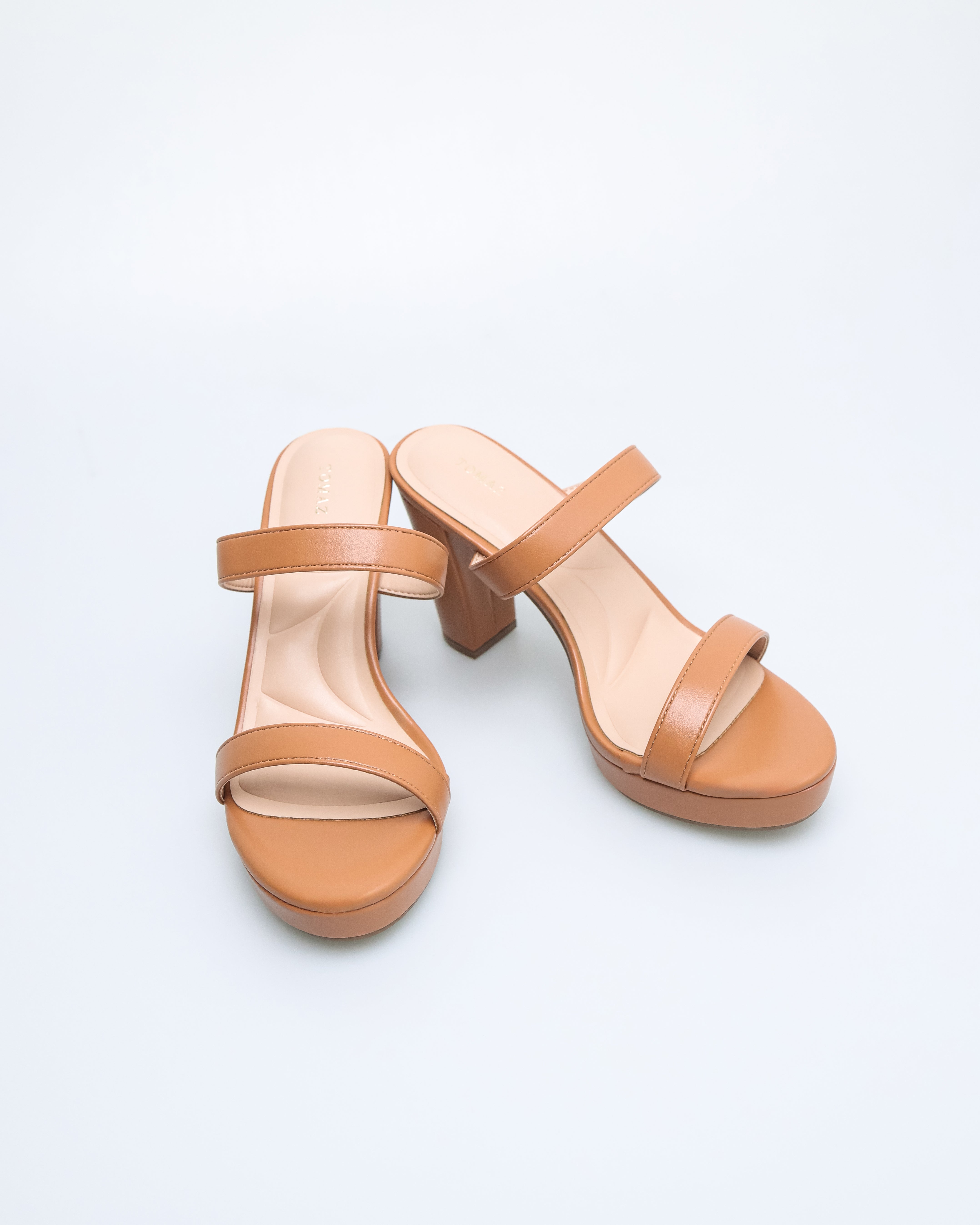 Tomaz NN356 Ladies Duo Strap Heels (Camel)