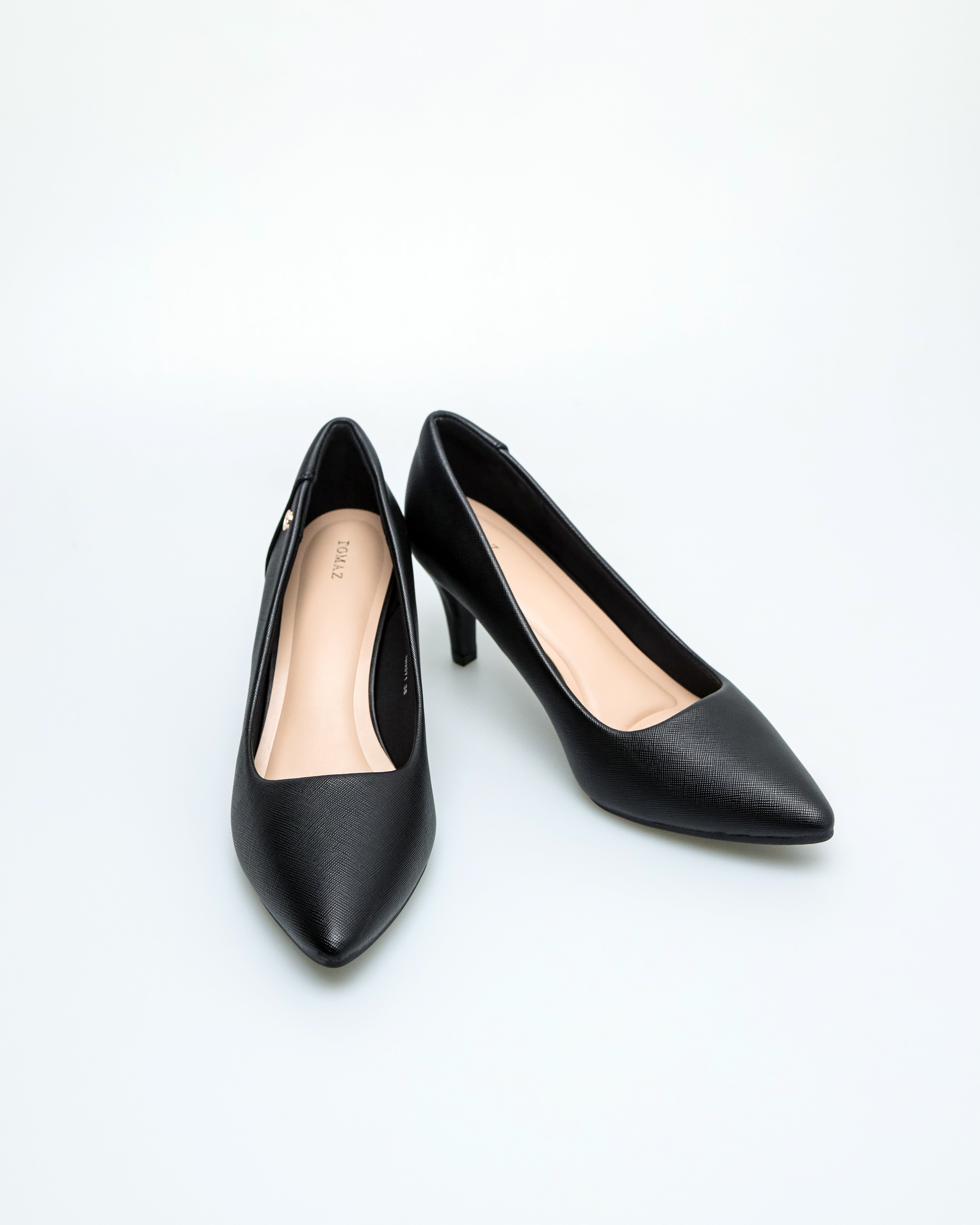 Tomaz NN371 Ladies Textured Pointy Heels (Black)