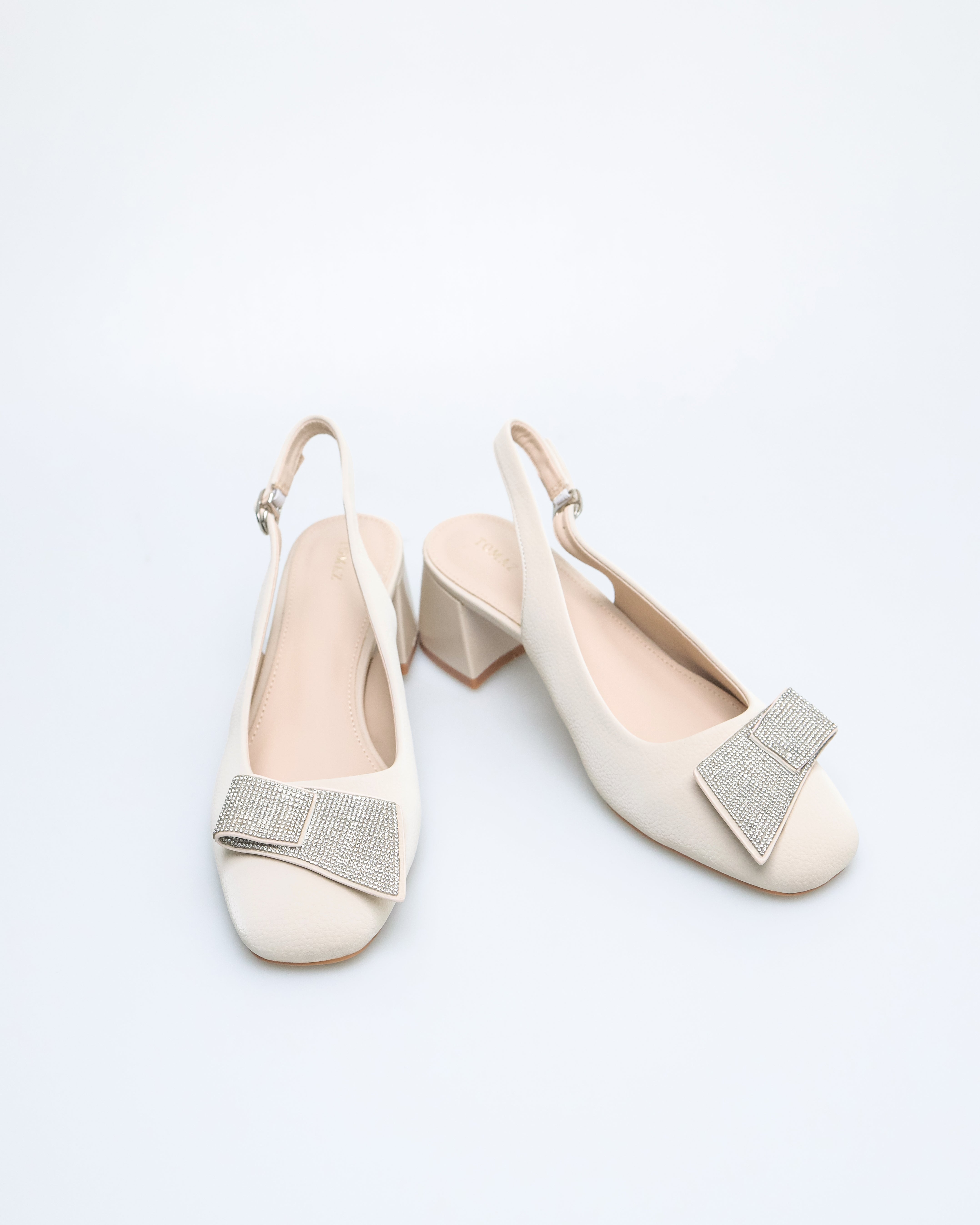 Tomaz NN384 Ladies Folded Glittery Heels (Cream)