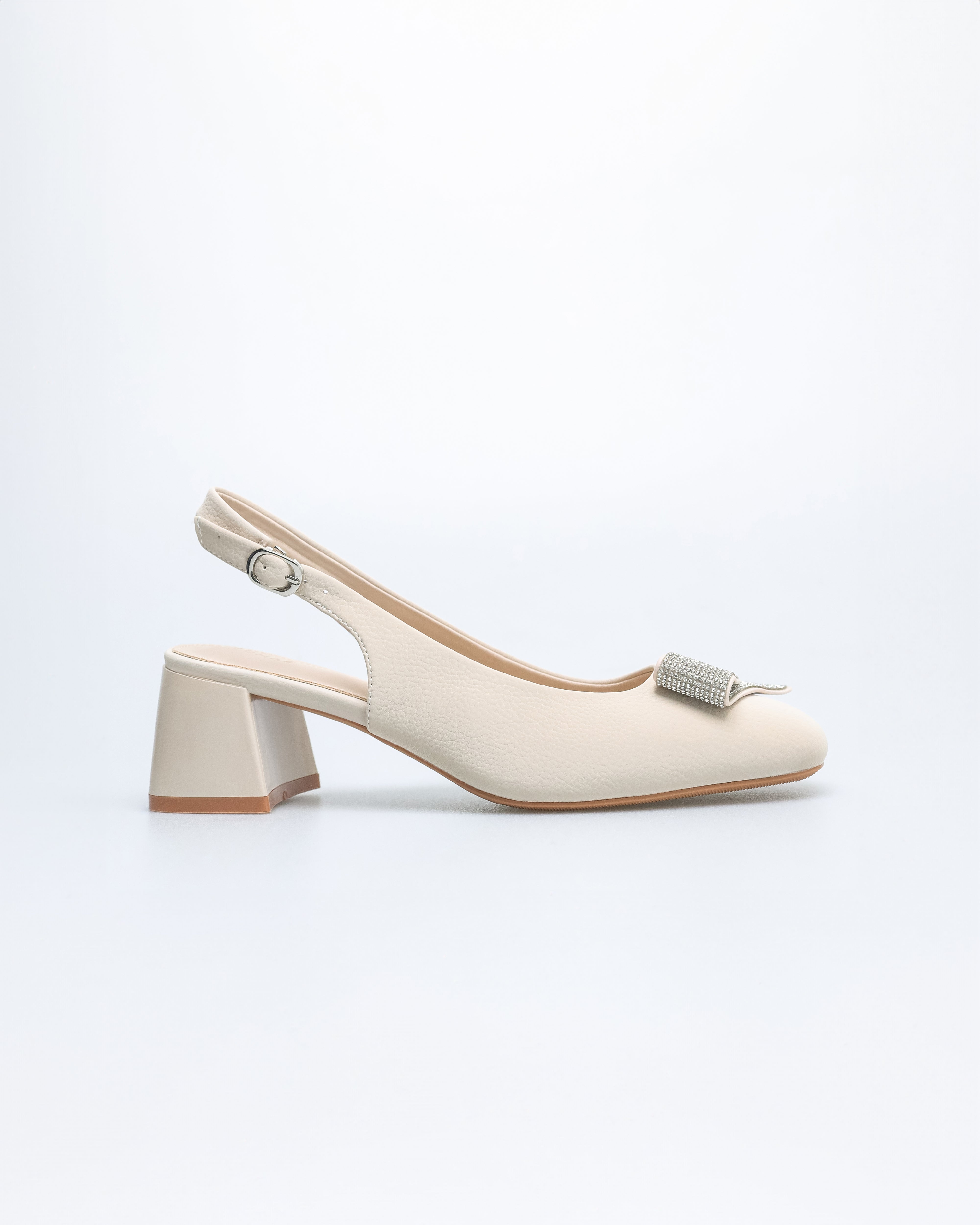 Tomaz NN384 Ladies Folded Glittery Heels (Cream)