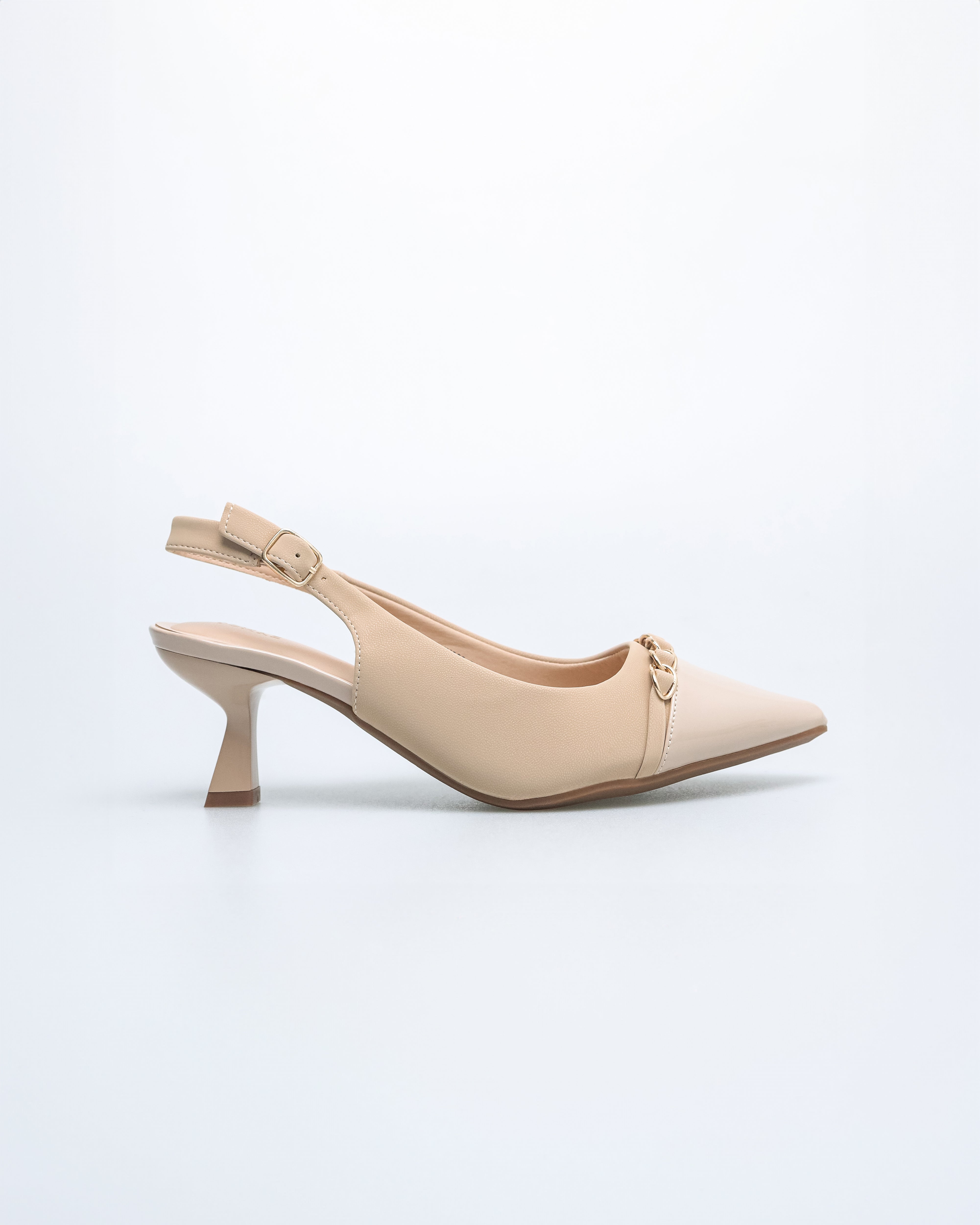 Tomaz NN386 Ladies Pointy Chain Heels (Beige)