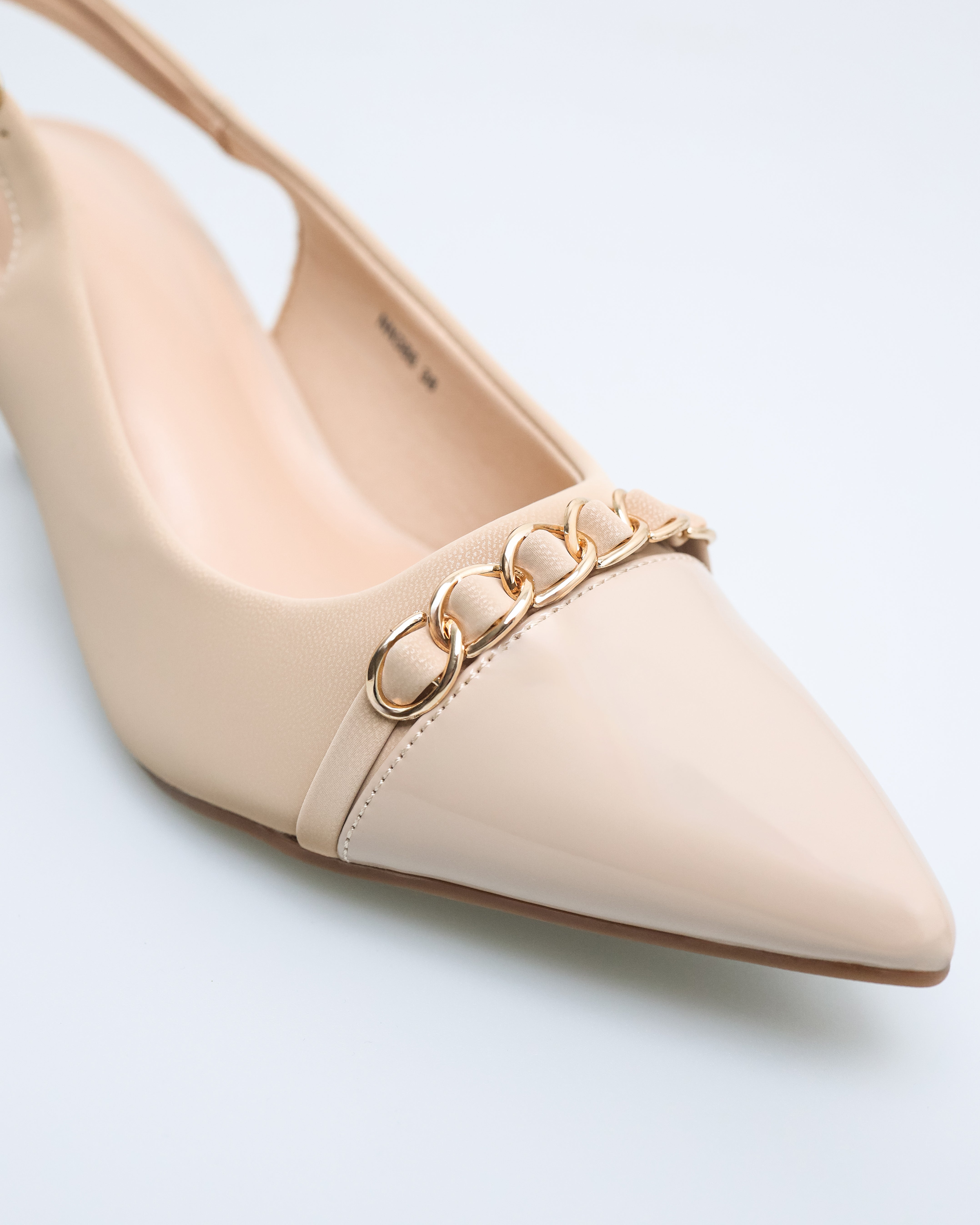 Tomaz NN386 Ladies Pointy Chain Heels (Beige)