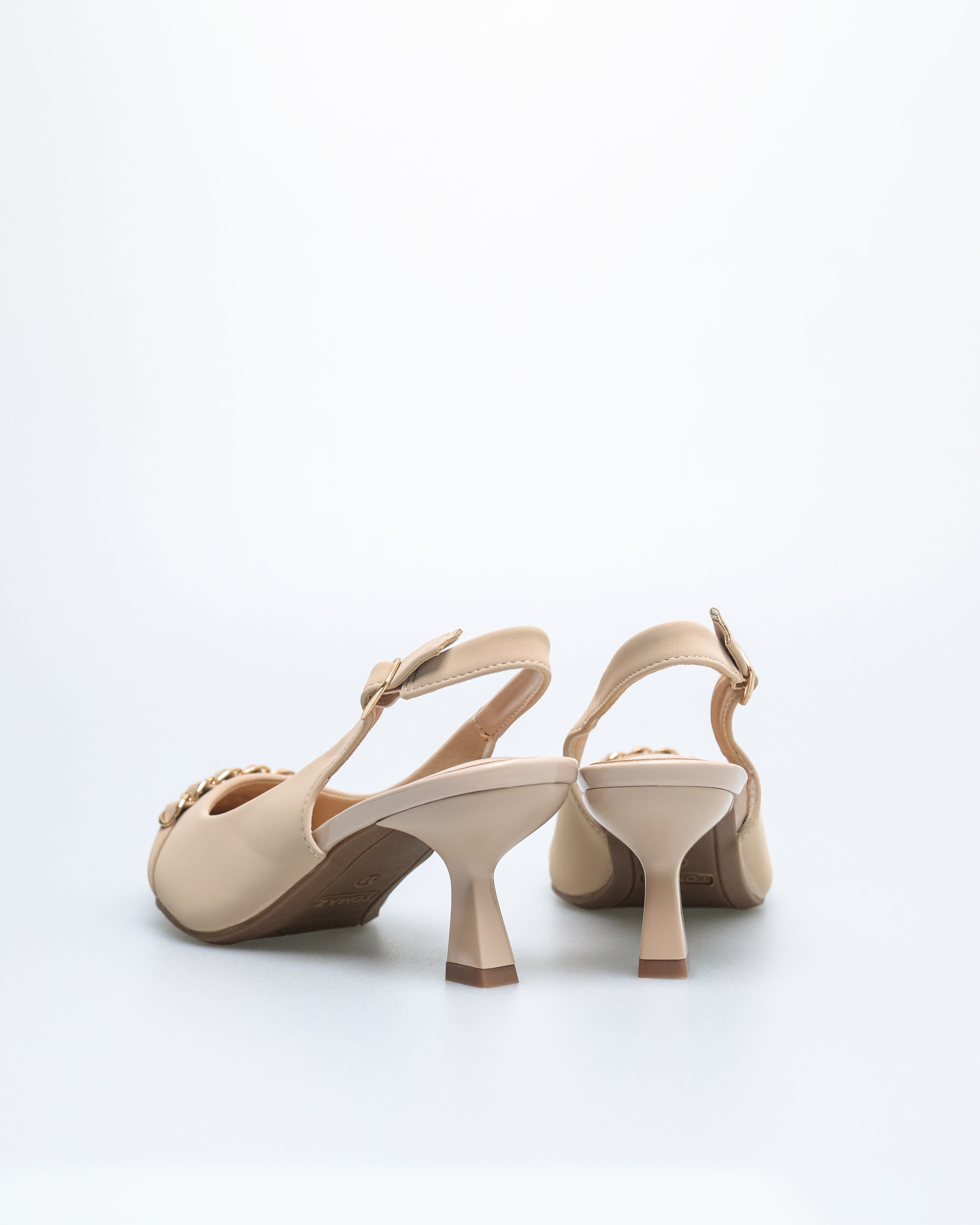 Tomaz NN386 Ladies Pointy Chain Heels (Beige)