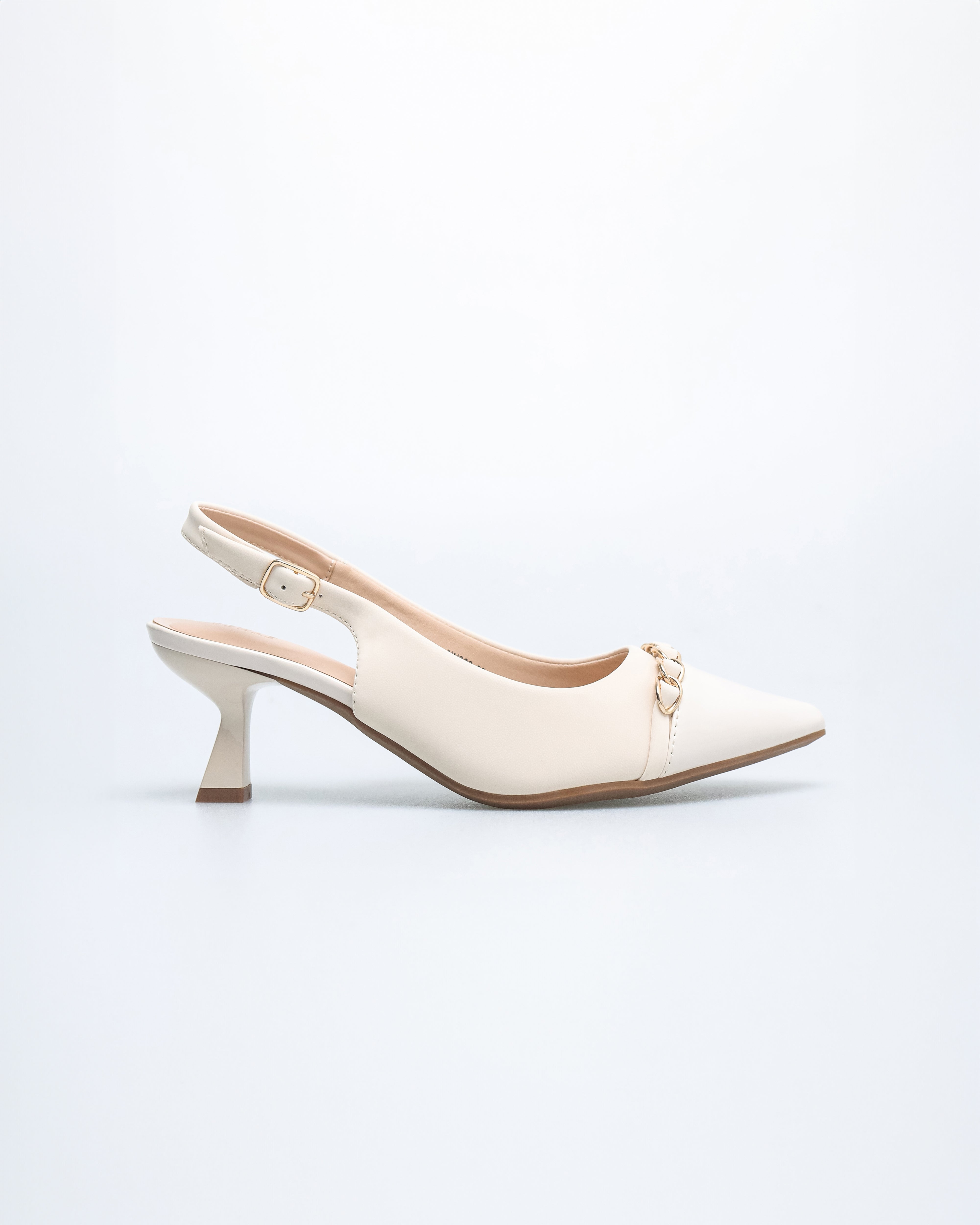 Tomaz NN386 Ladies Pointy Chain Heels (Cream)