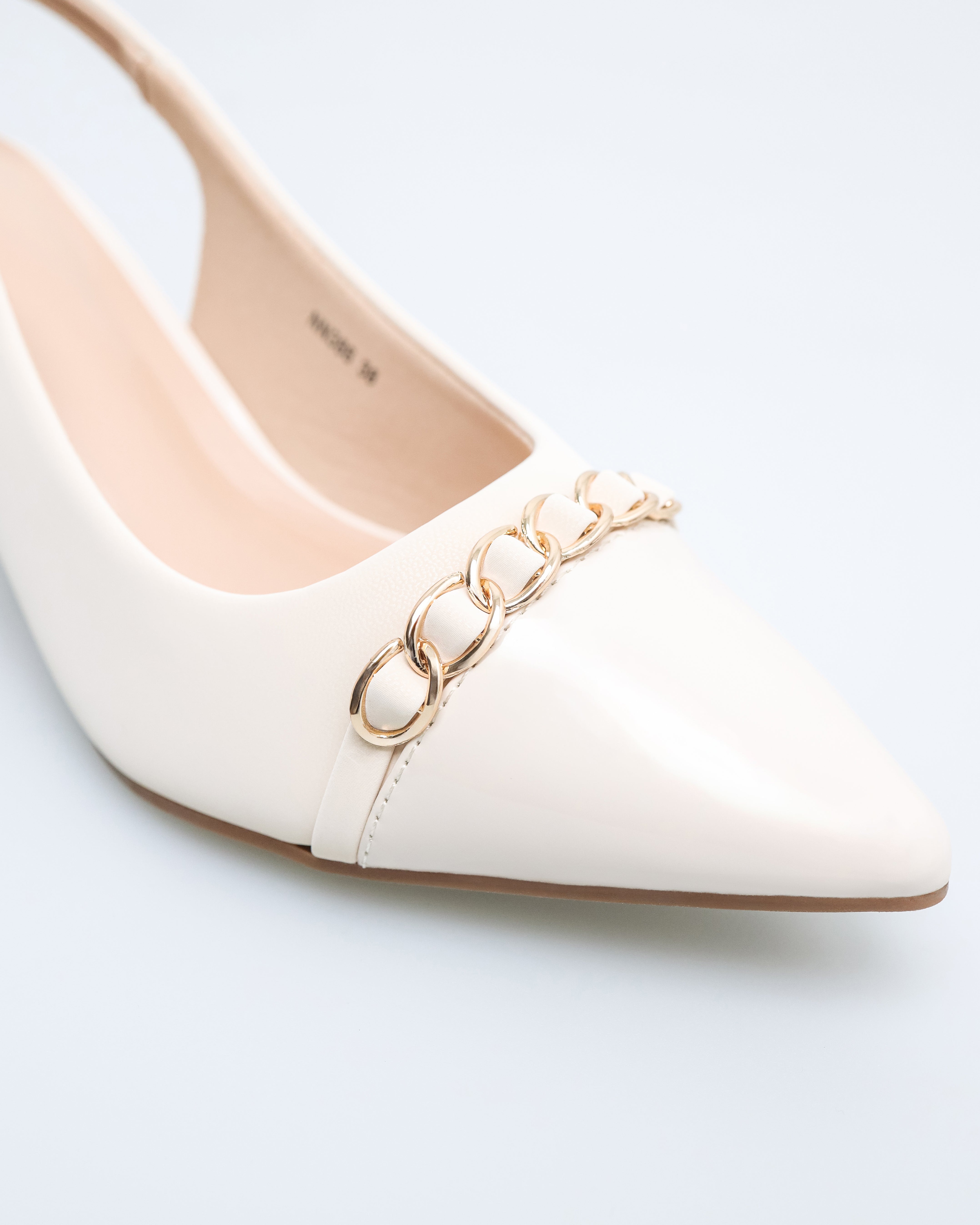 Tomaz NN386 Ladies Pointy Chain Heels (Cream)