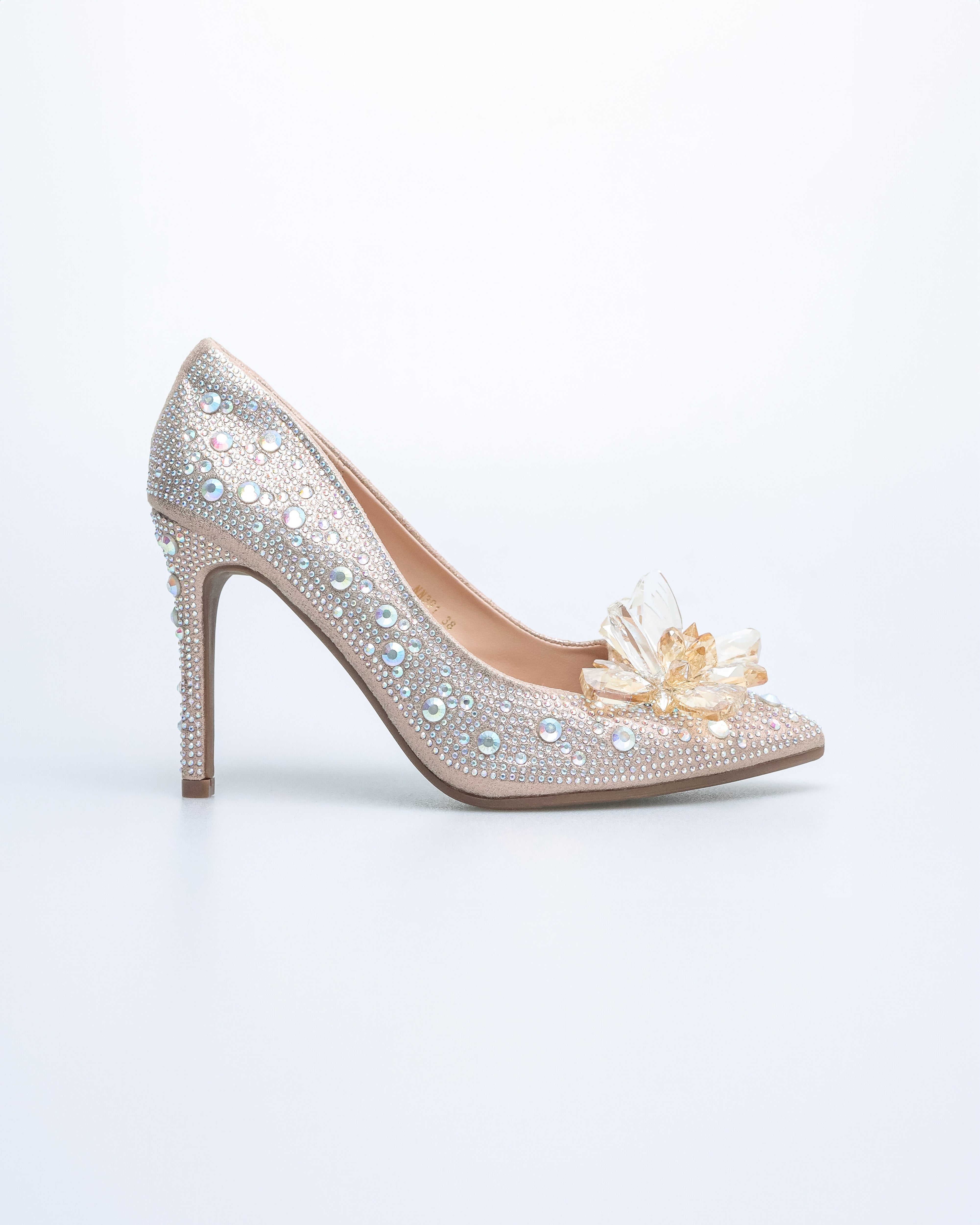 Tomaz NN391 Ladies Crystal Flower Heels (Gold)