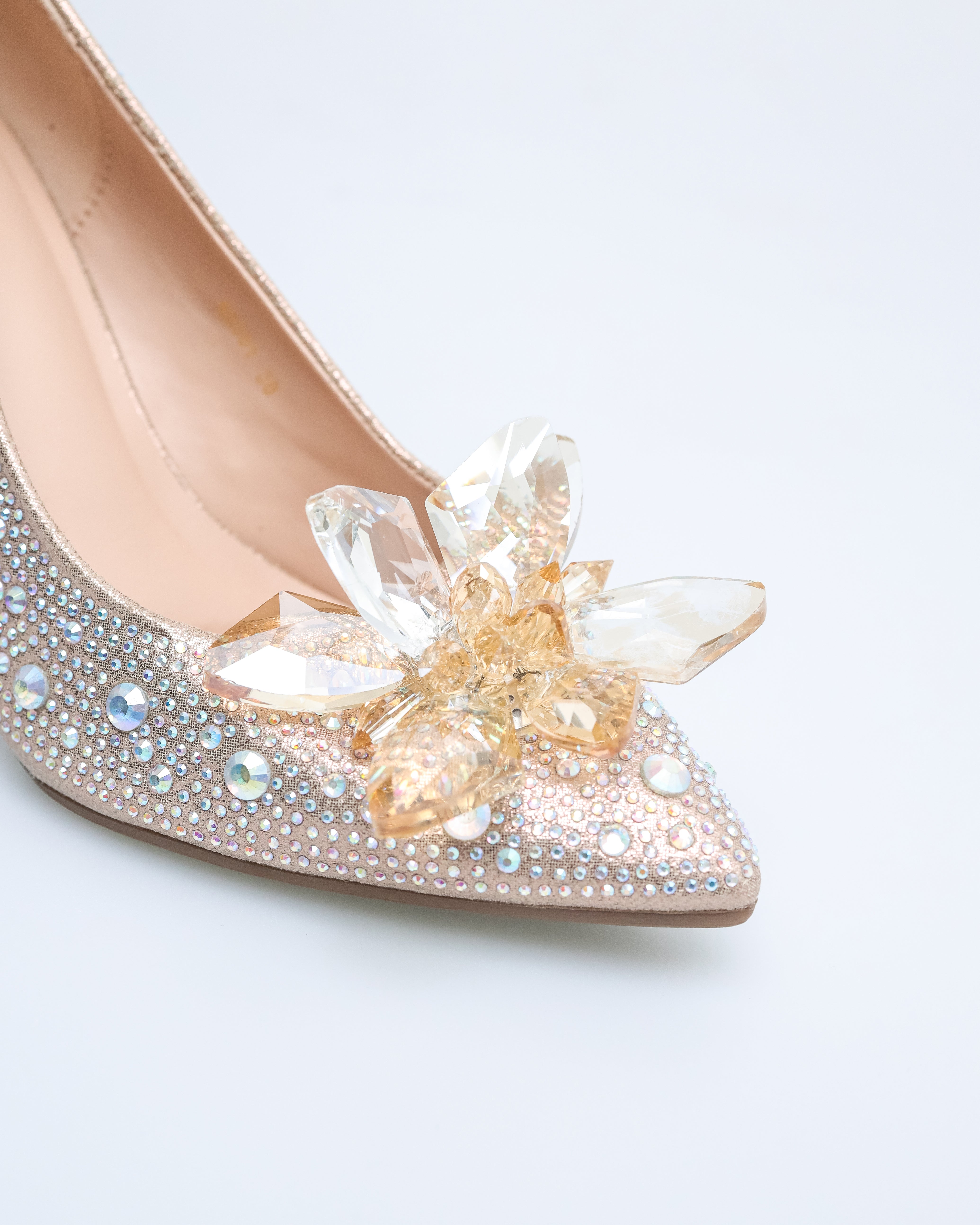 Tomaz NN391 Ladies Crystal Flower Heels (Gold)