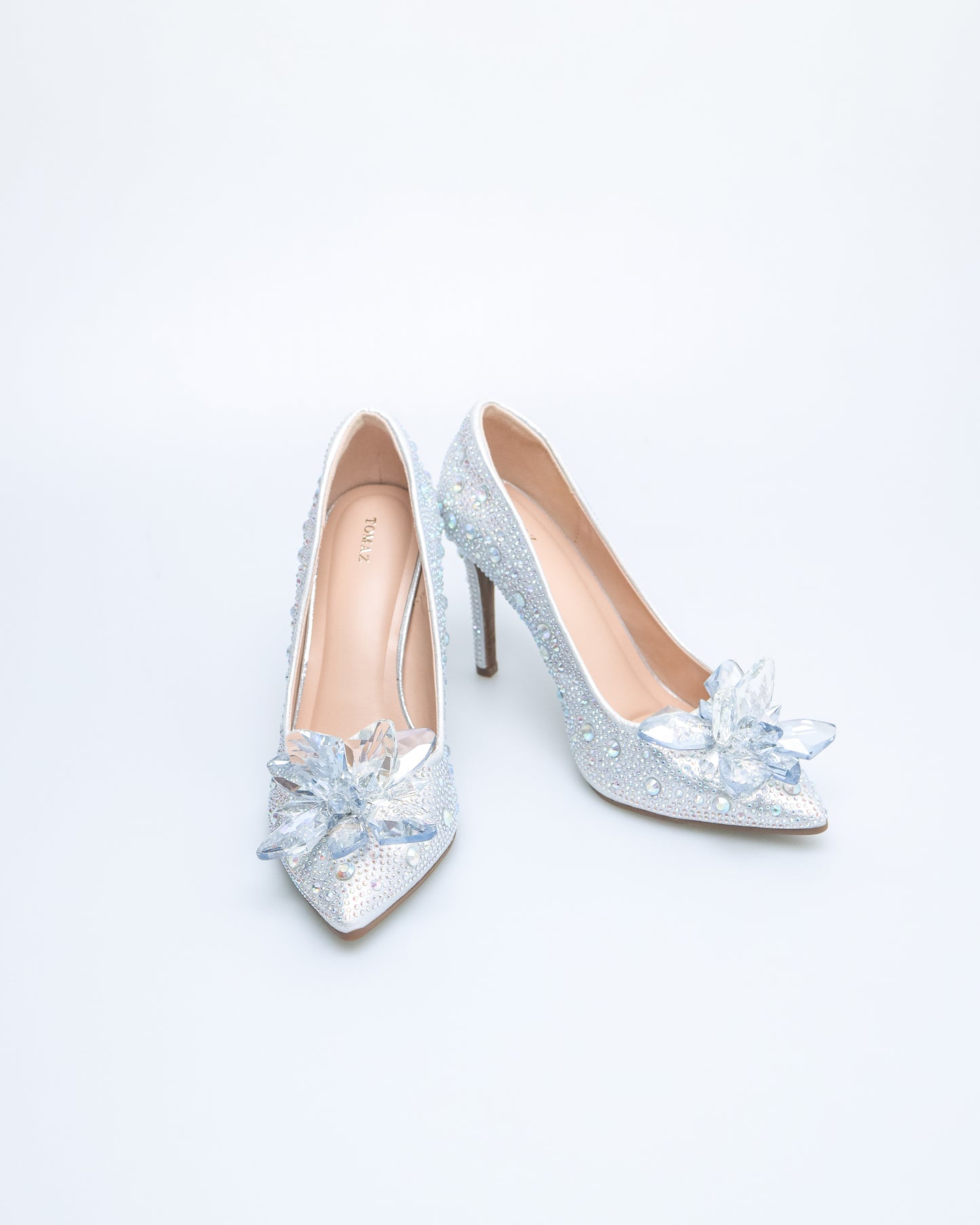 Tomaz NN391 Ladies Crystal Flower Heels (Silver)