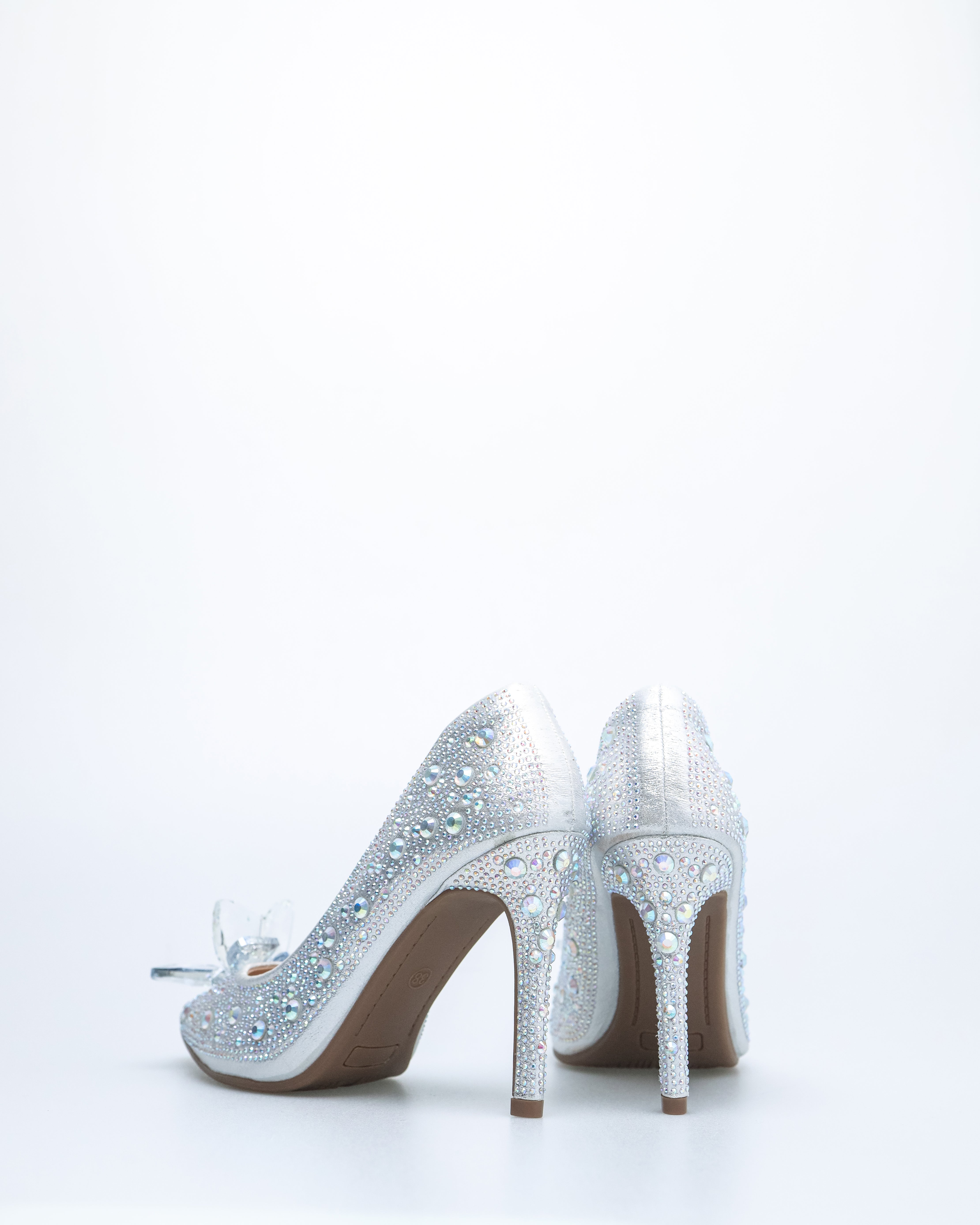 Tomaz NN391 Ladies Crystal Flower Heels (Silver)