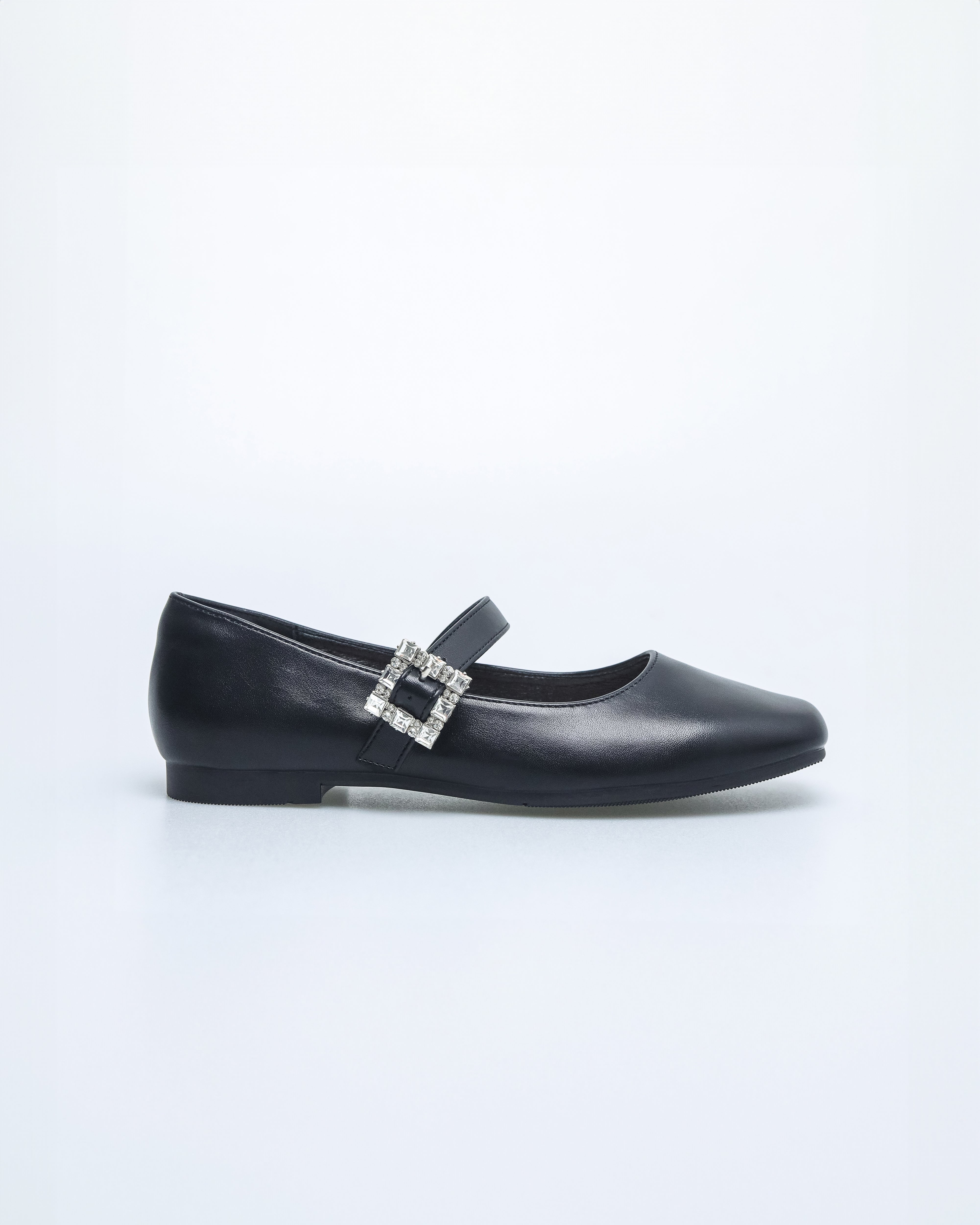 Tomaz NN400 Ladies Crystal Buckle Flats (Black)