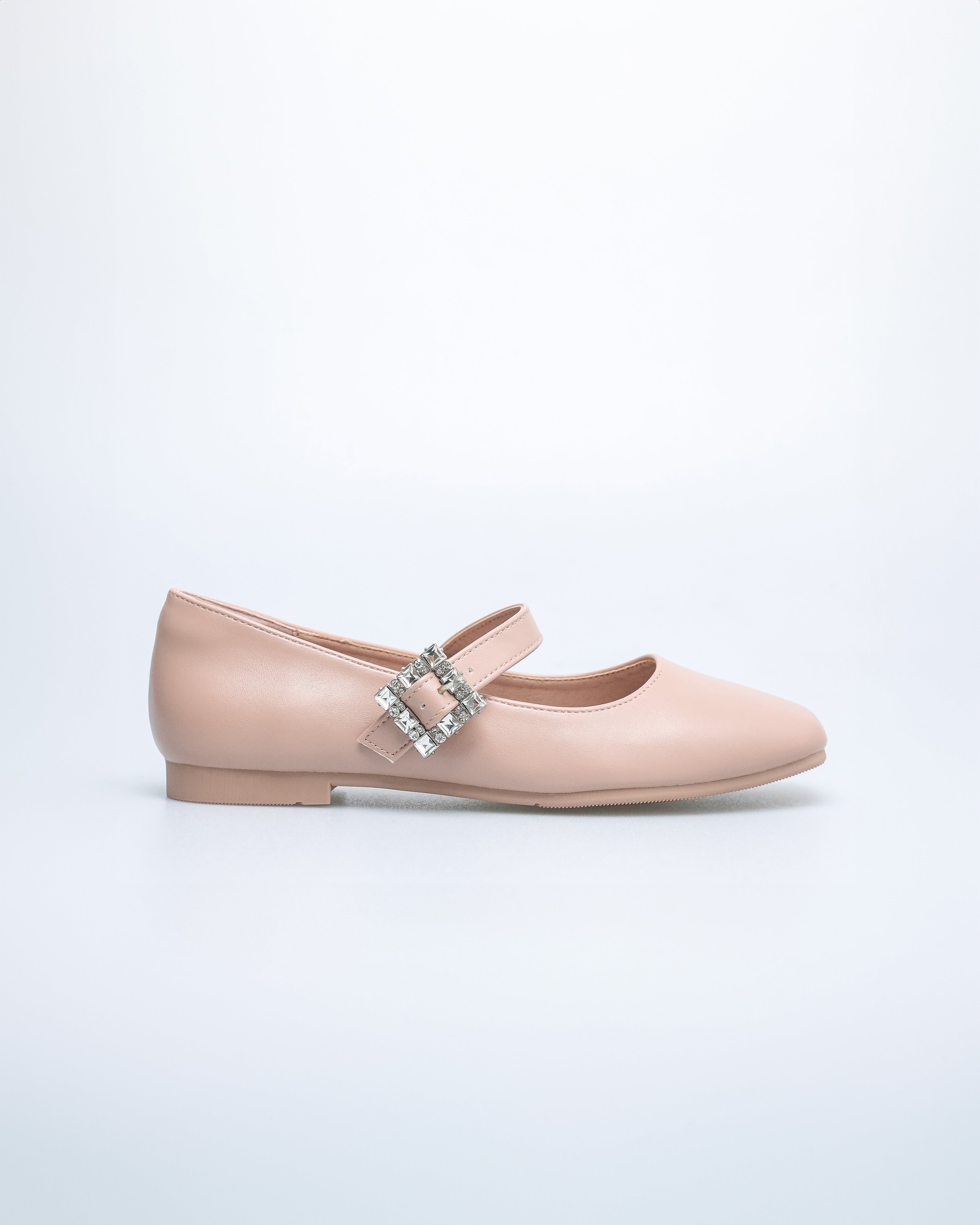 Tomaz NN400 Ladies Crystal Buckle Flats (Nude)