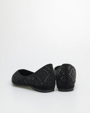 
                  
                    Load image into Gallery viewer, Tomaz YX138 Ladies Gem Crusted Flats (Black)
                  
                