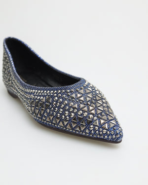 
                  
                    Load image into Gallery viewer, Tomaz YX138 Ladies Gem Crusted Flats (Blue)
                  
                