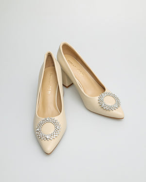 
                  
                    Load image into Gallery viewer, Tomaz YX137 Ladies Circle Gem Heels (Beige)
                  
                