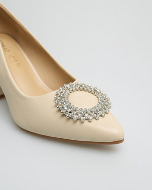 
                  
                    Load image into Gallery viewer, Tomaz YX137 Ladies Circle Gem Heels (Beige)
                  
                
