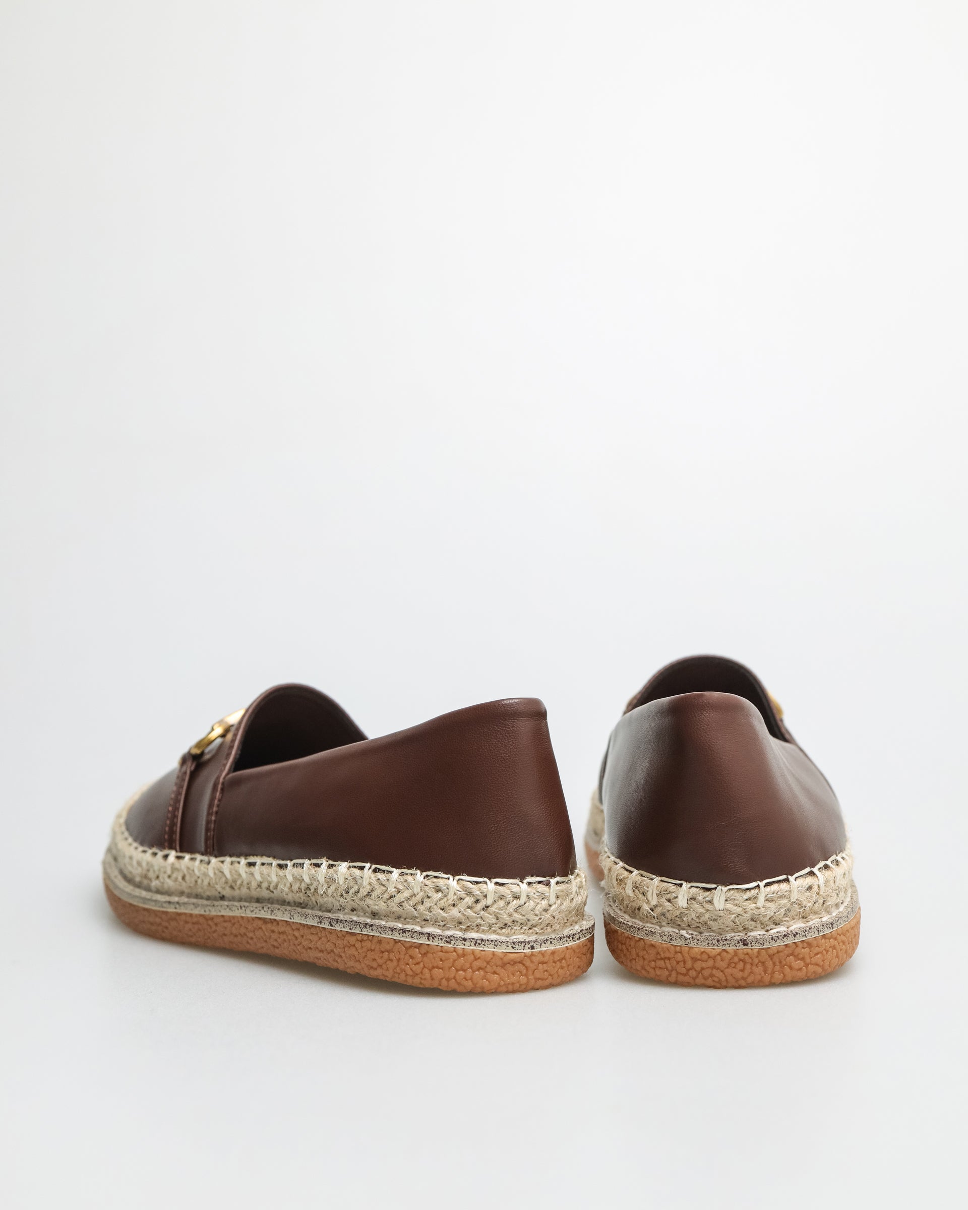 Tomaz YX146 Ladies Espadrille Buckle Flats (Coffee)