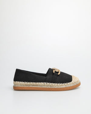 
                  
                    Load image into Gallery viewer, Tomaz YX147 Ladies Espadrille Buckle Flats (Black)
                  
                