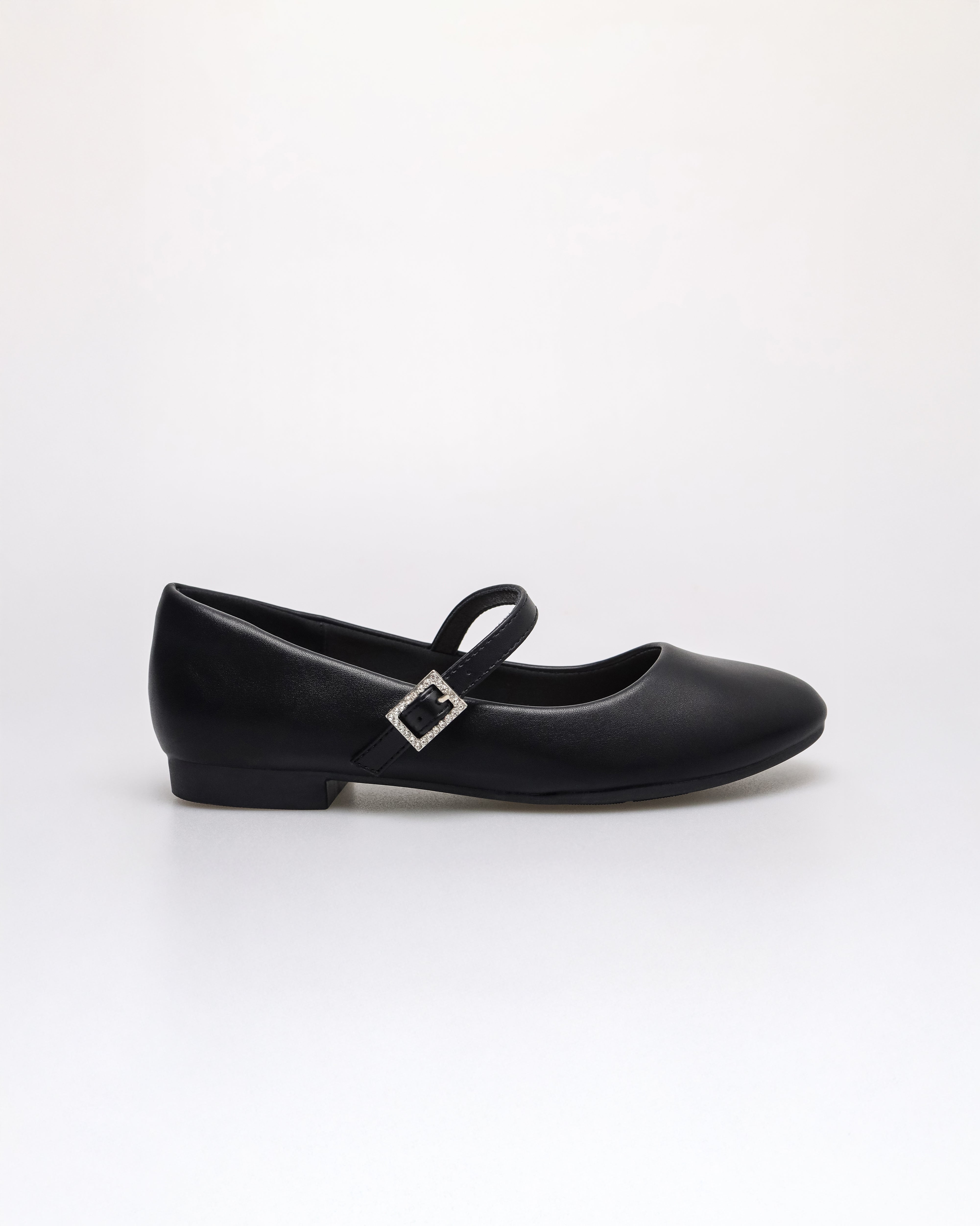 Tomaz NN444 Ladies Crystal Buckle Flats (Black)