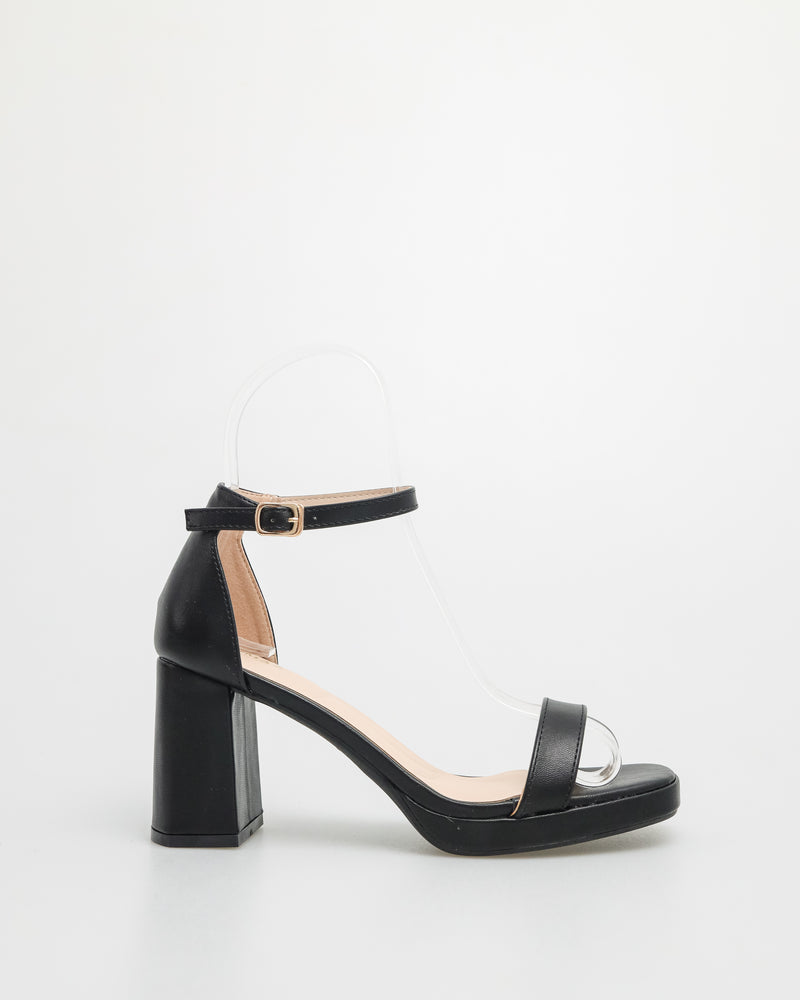 Tomaz NN149 Ladies Ankle strap Heels (Black)