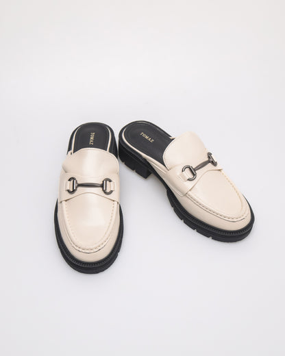 Tomaz NN494 Ladies Horsebit Mules (Cream)