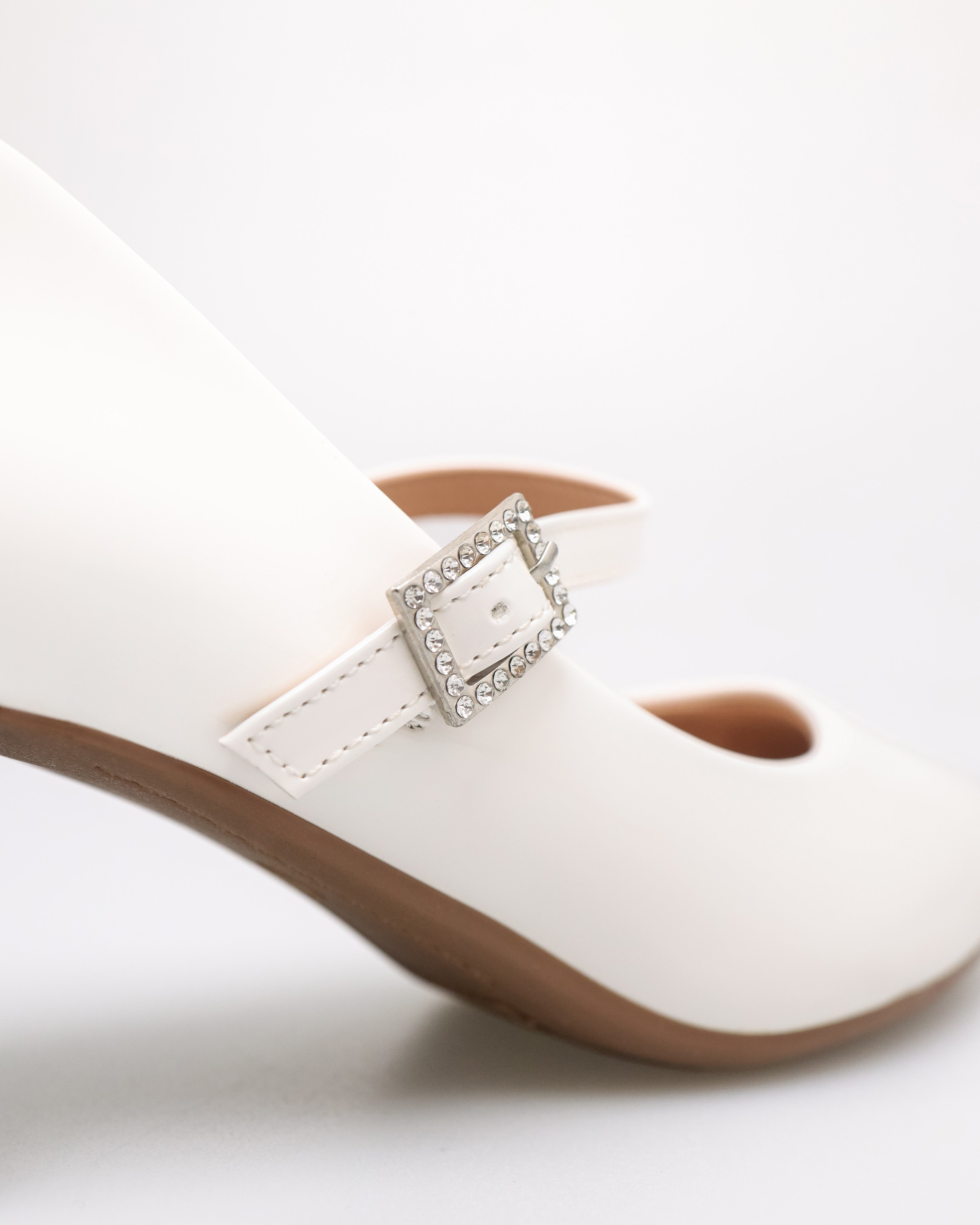 Tomaz NN466 Ladies Crystal Buckle Heels (White)