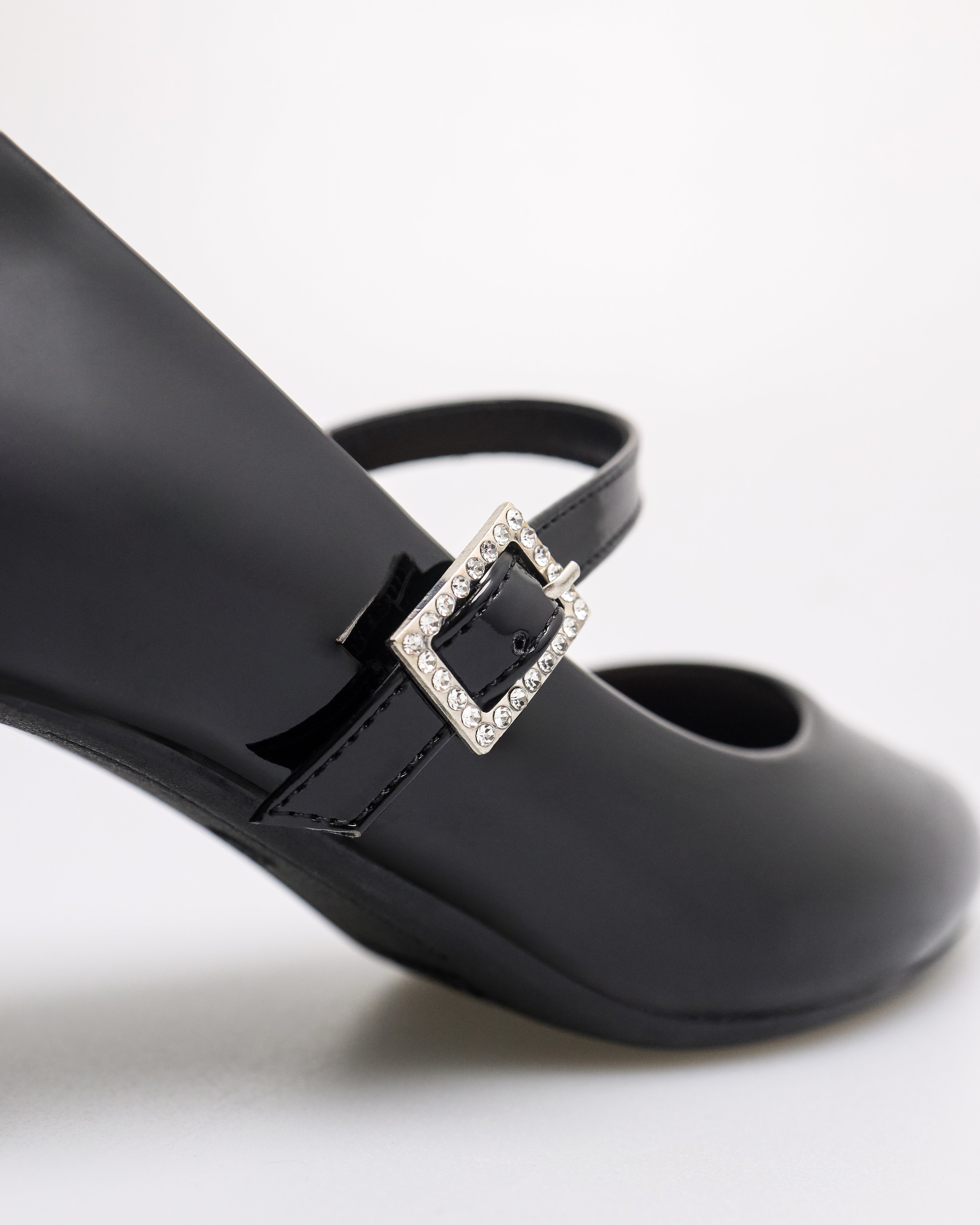 Tomaz NN466 Ladies Crystal Buckle Heels (Black)