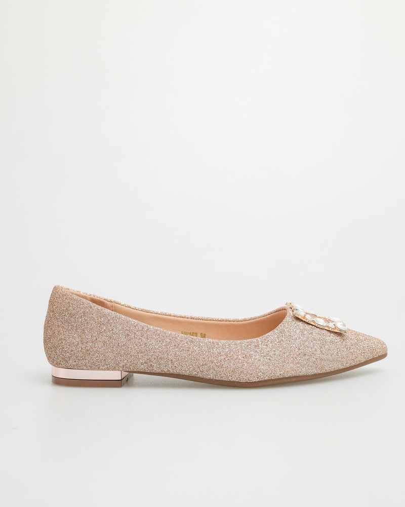 
                  
                    Load image into Gallery viewer, Tomaz NN163 Ladies Gem Crusted Flats (Rosegold)
                  
                