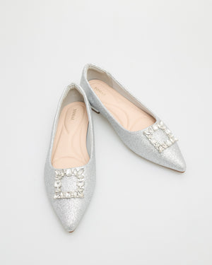 
                  
                    Load image into Gallery viewer, Tomaz NN163 Ladies Gem Crusted Flats (Silver)
                  
                