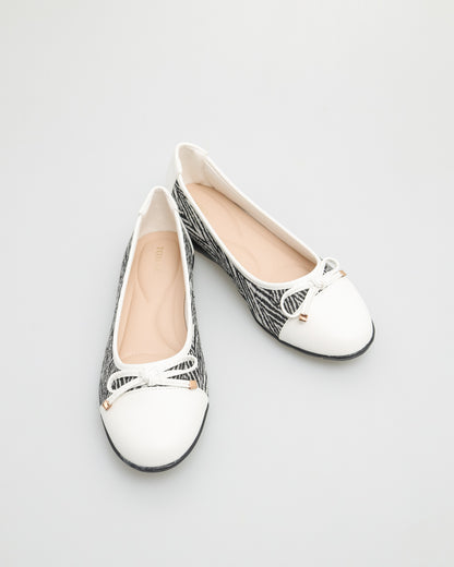 Tomaz NN165 Ladies Tweed Flats (White)