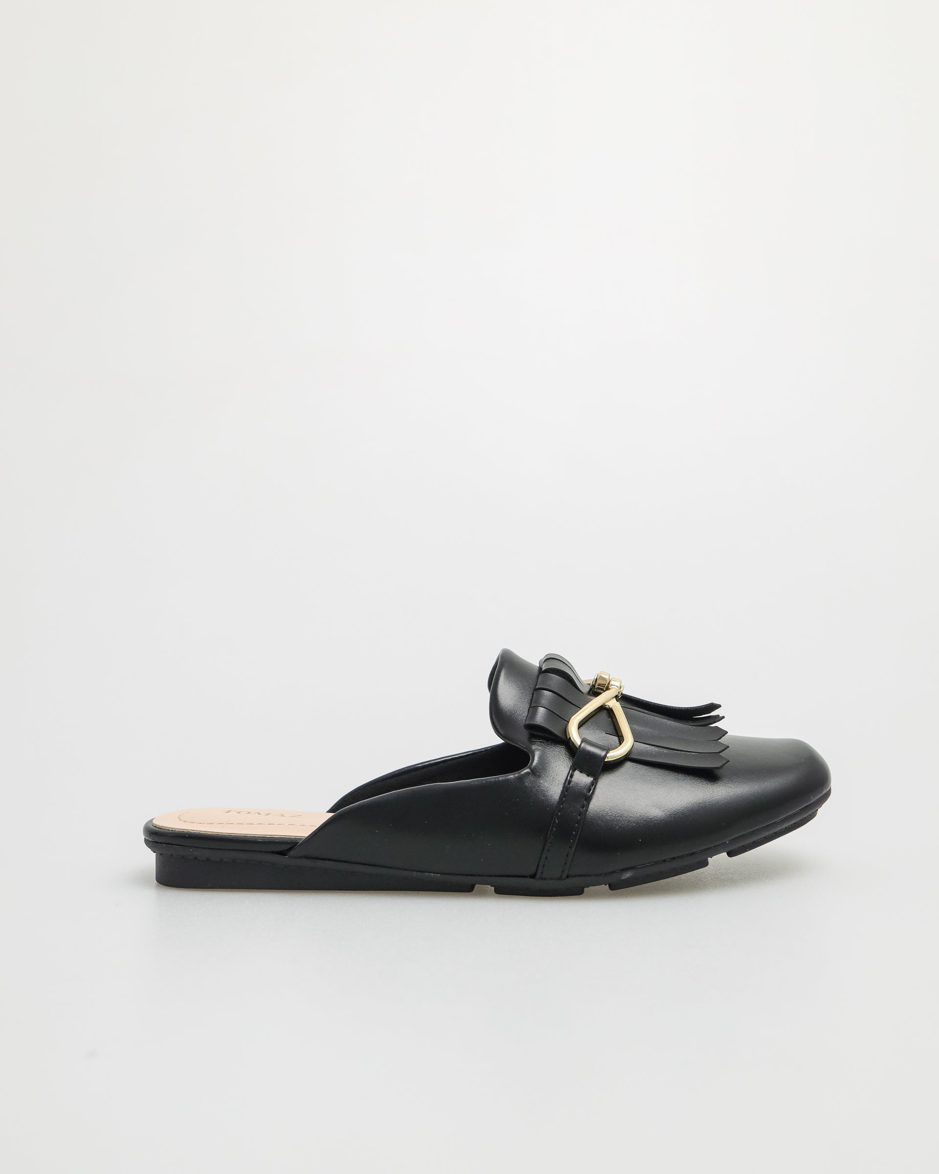 Tomaz NN168 Ladies Fringe Mules (Black)