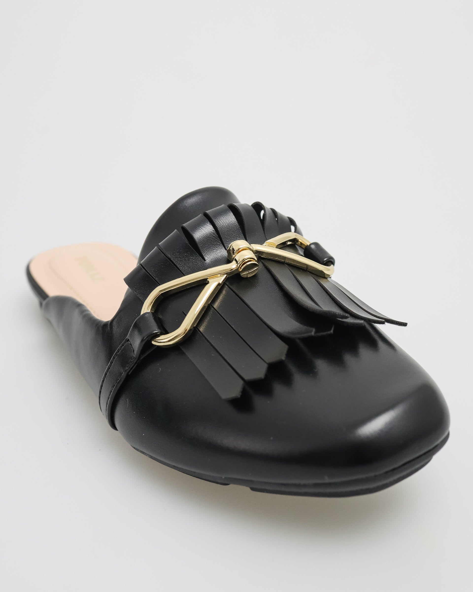 Tomaz NN168 Ladies Fringe Mules (Black)