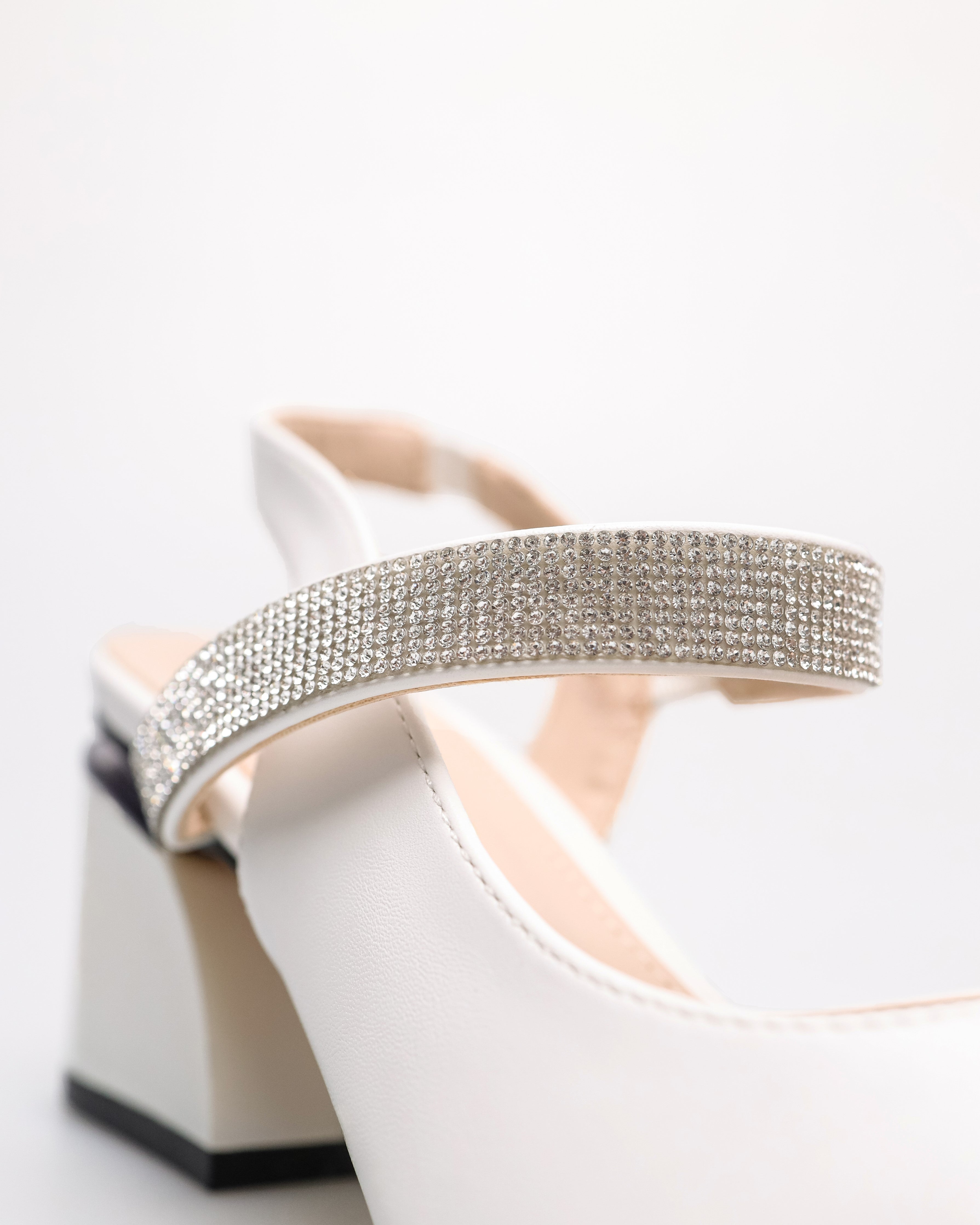 Tomaz NN470 Ladies Glittery Block Heels (White)