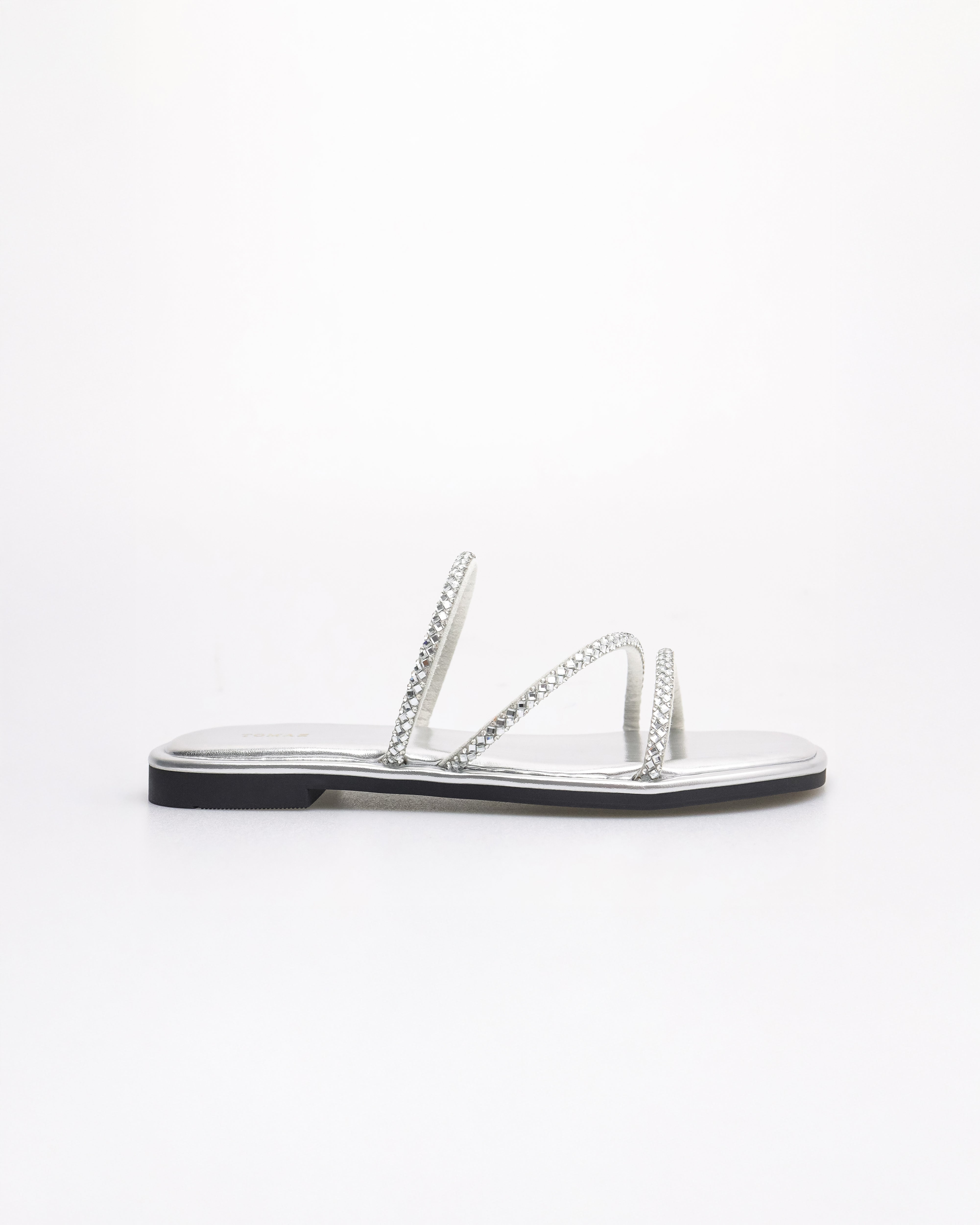 Tomaz NN507 Ladies Strappy Rhinestone Flats (Silver)