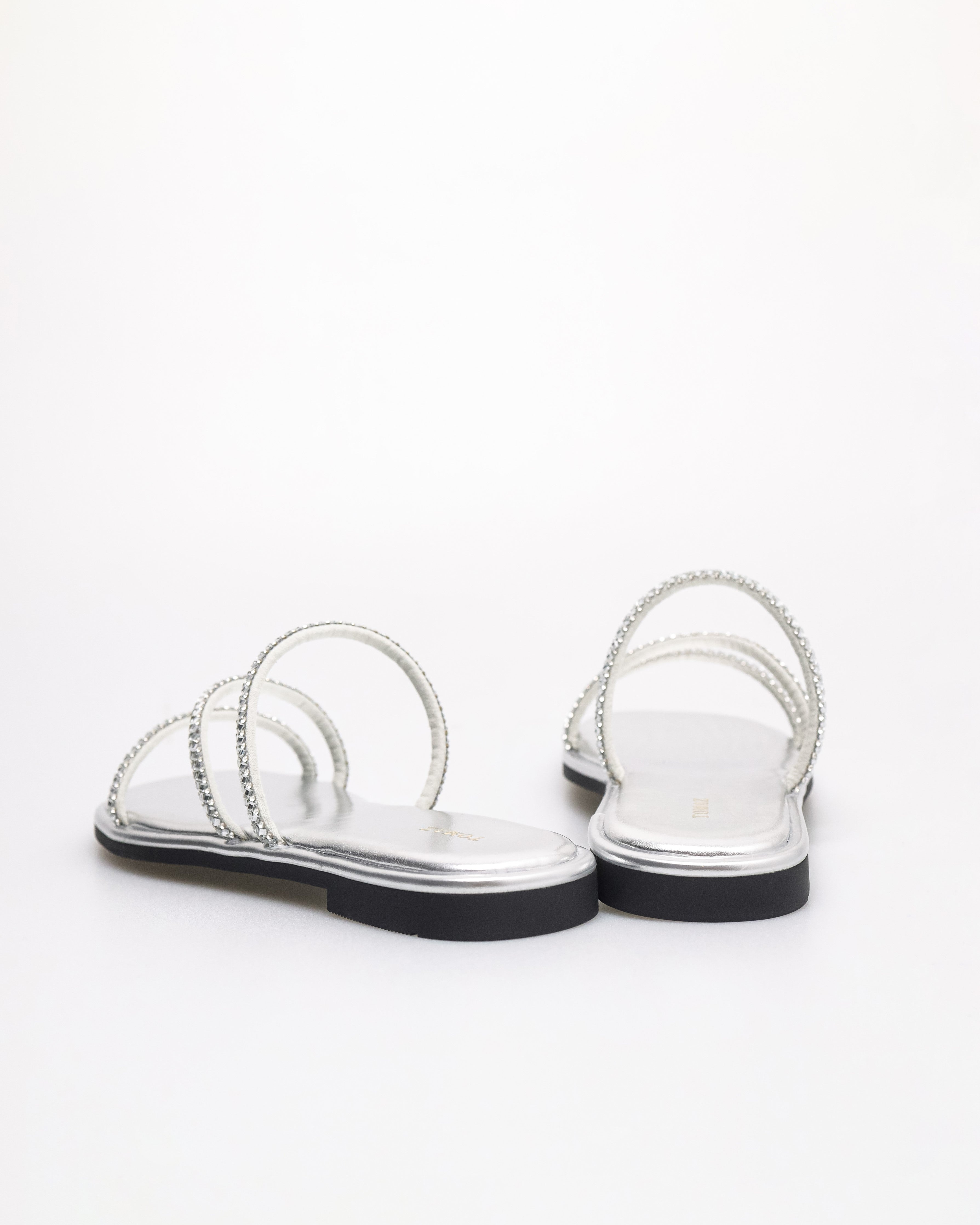 Tomaz NN507 Ladies Strappy Rhinestone Flats (Silver)