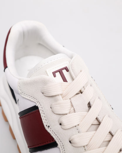 Tomaz C678W Ladies Bold Edge Sneakers (Off White/Wine/Black)