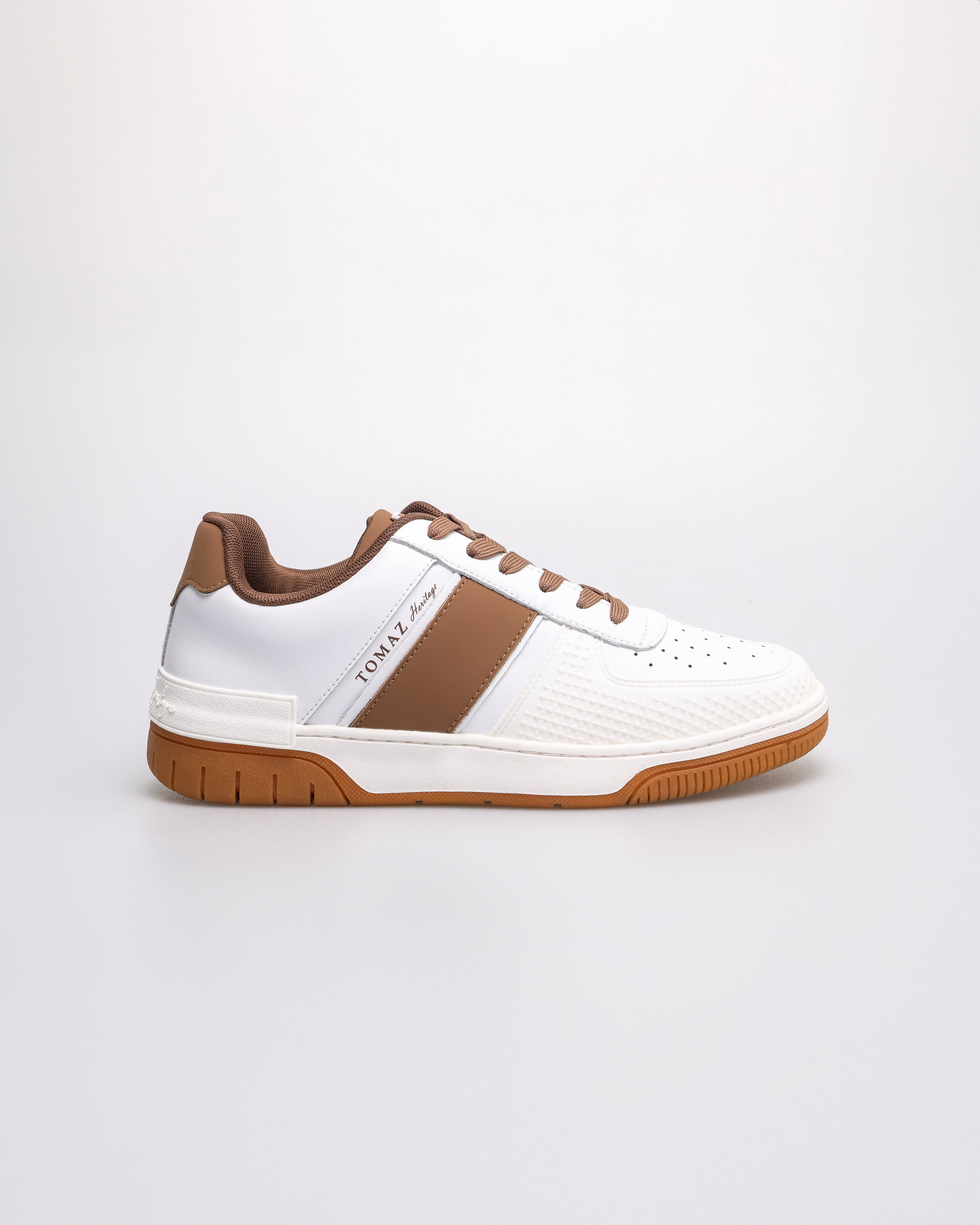 Tomaz C686 Men's Chromo Sneakers (White/Brown)