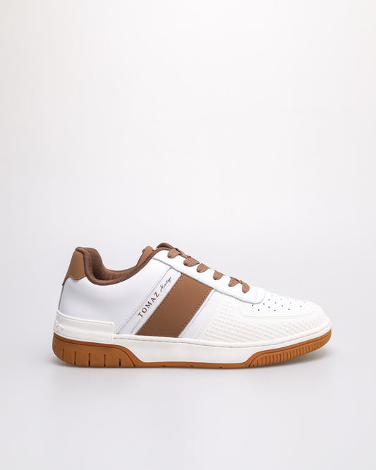 Tomaz C686 Men's Chromo Sneakers (White/Brown)