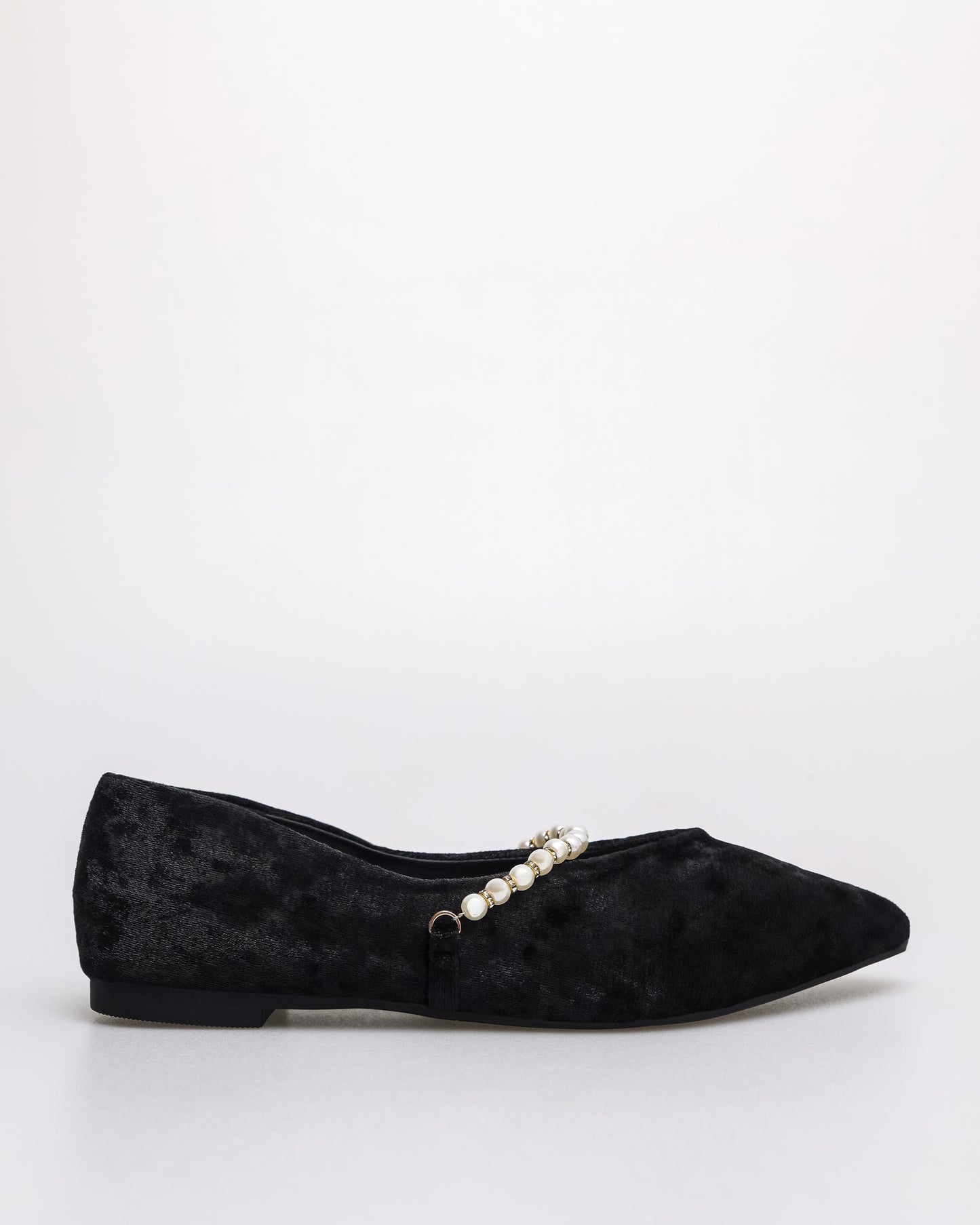 Tomaz YX191 Ladies Textured Pearl Flats (Black)