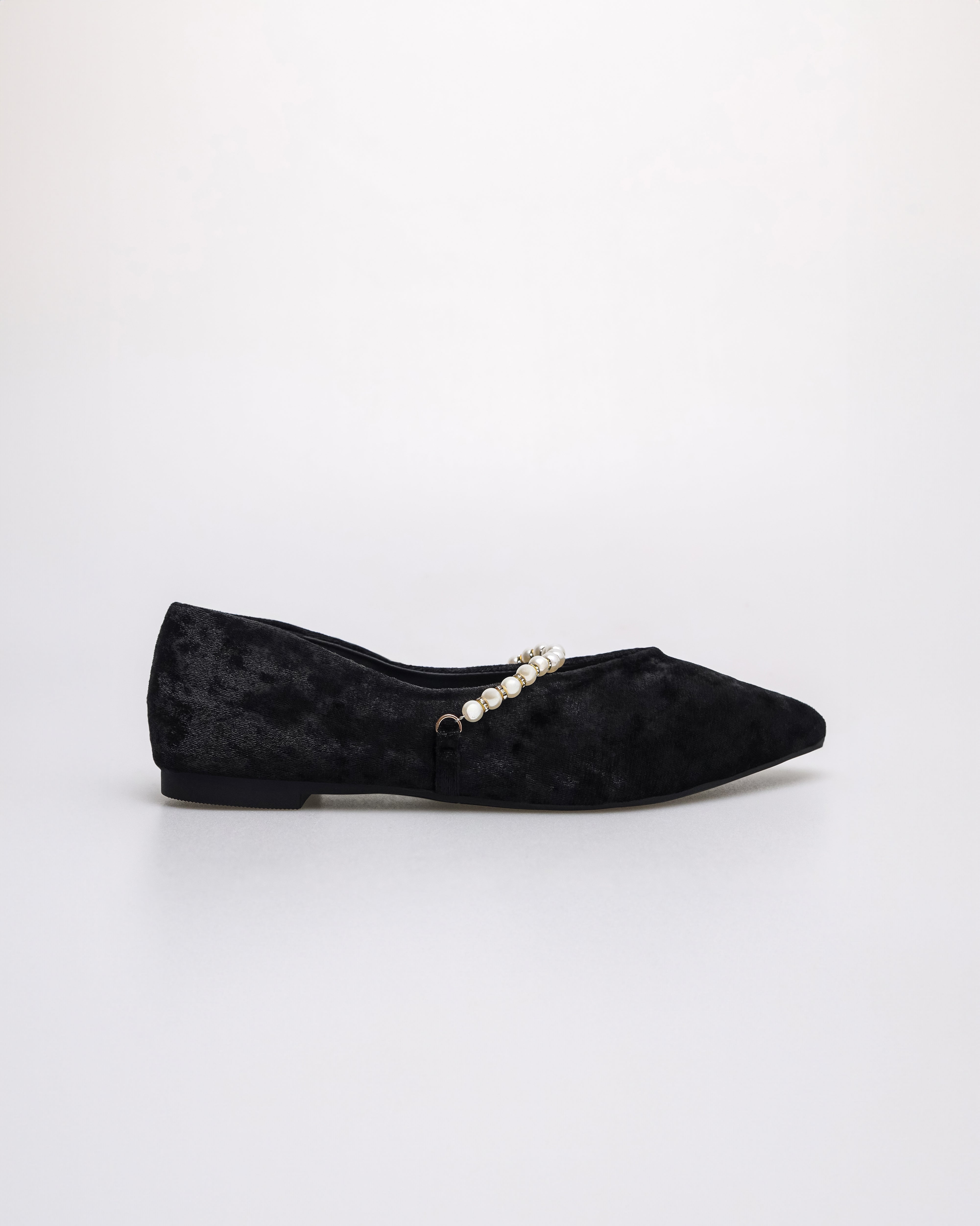 Tomaz YX191 Ladies Textured Pearl Flats (Black)