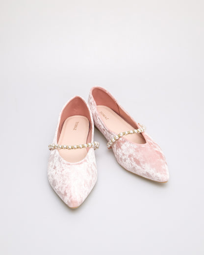 Tomaz YX191 Ladies Textured Pearl Flats (Pink)