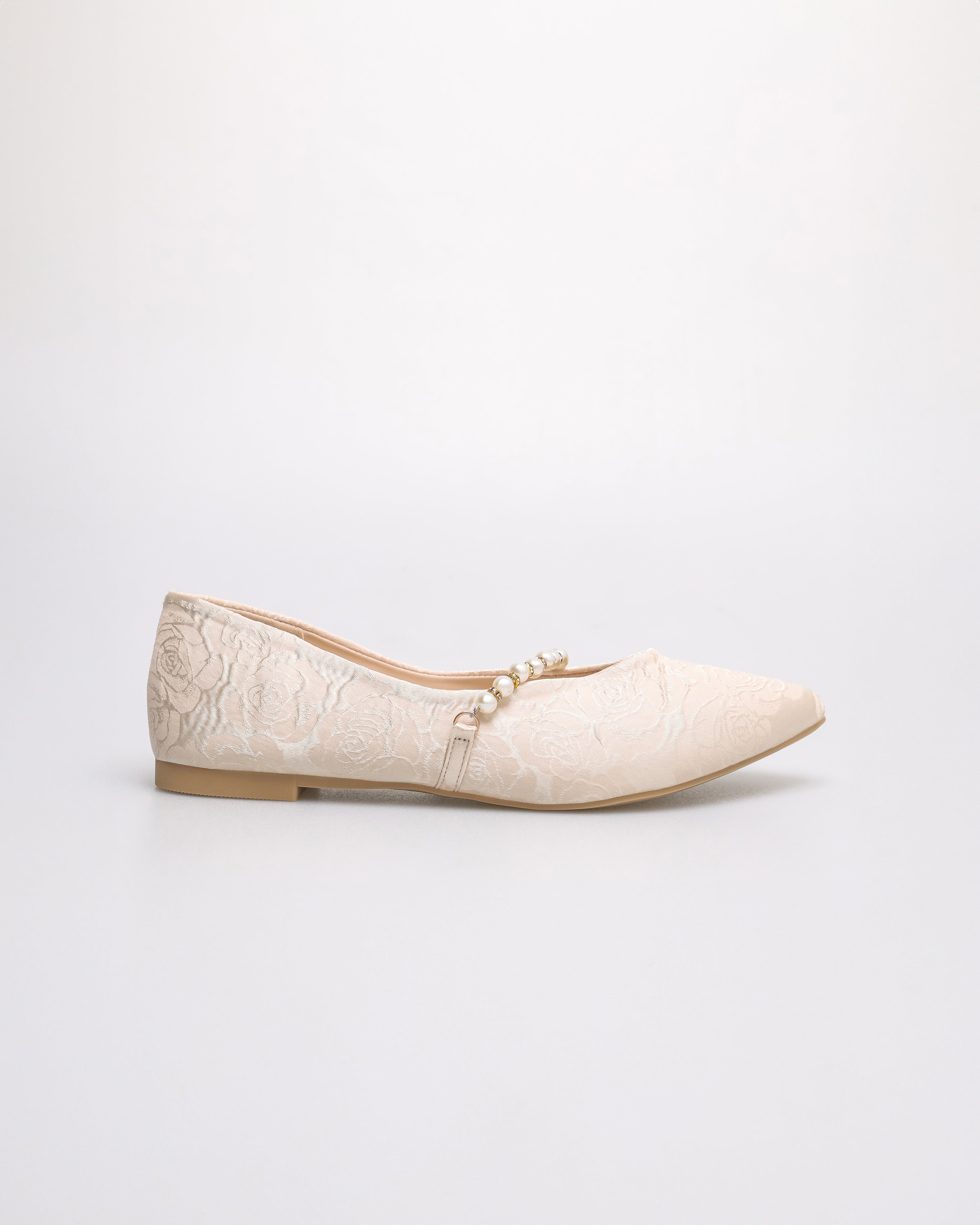 Tomaz YX192 Ladies Floral Pearl Flats (Beige)