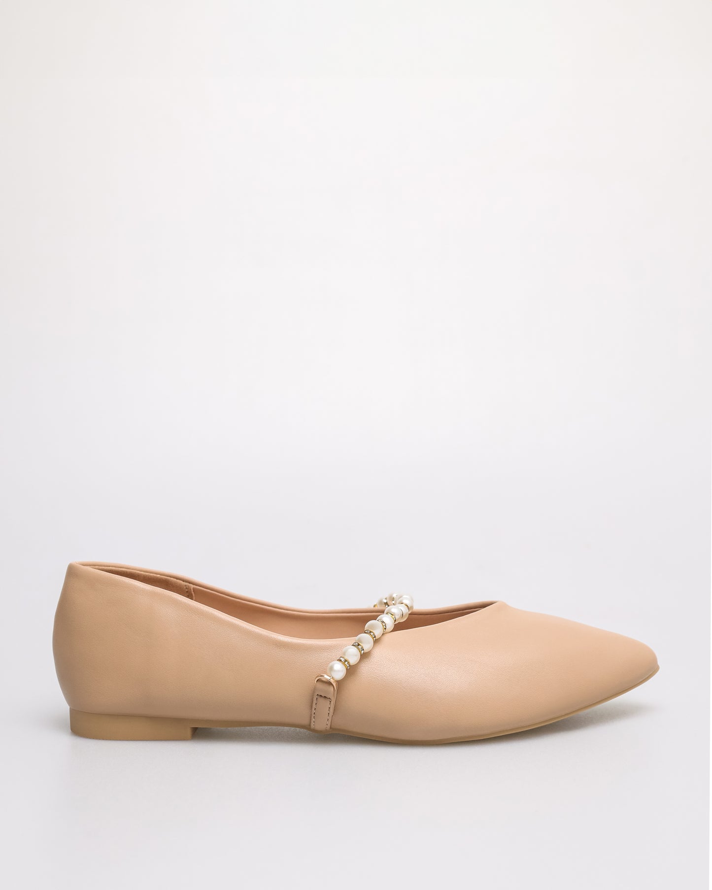 Tomaz YX193 Ladies Plain Pearl Flats (Beige)