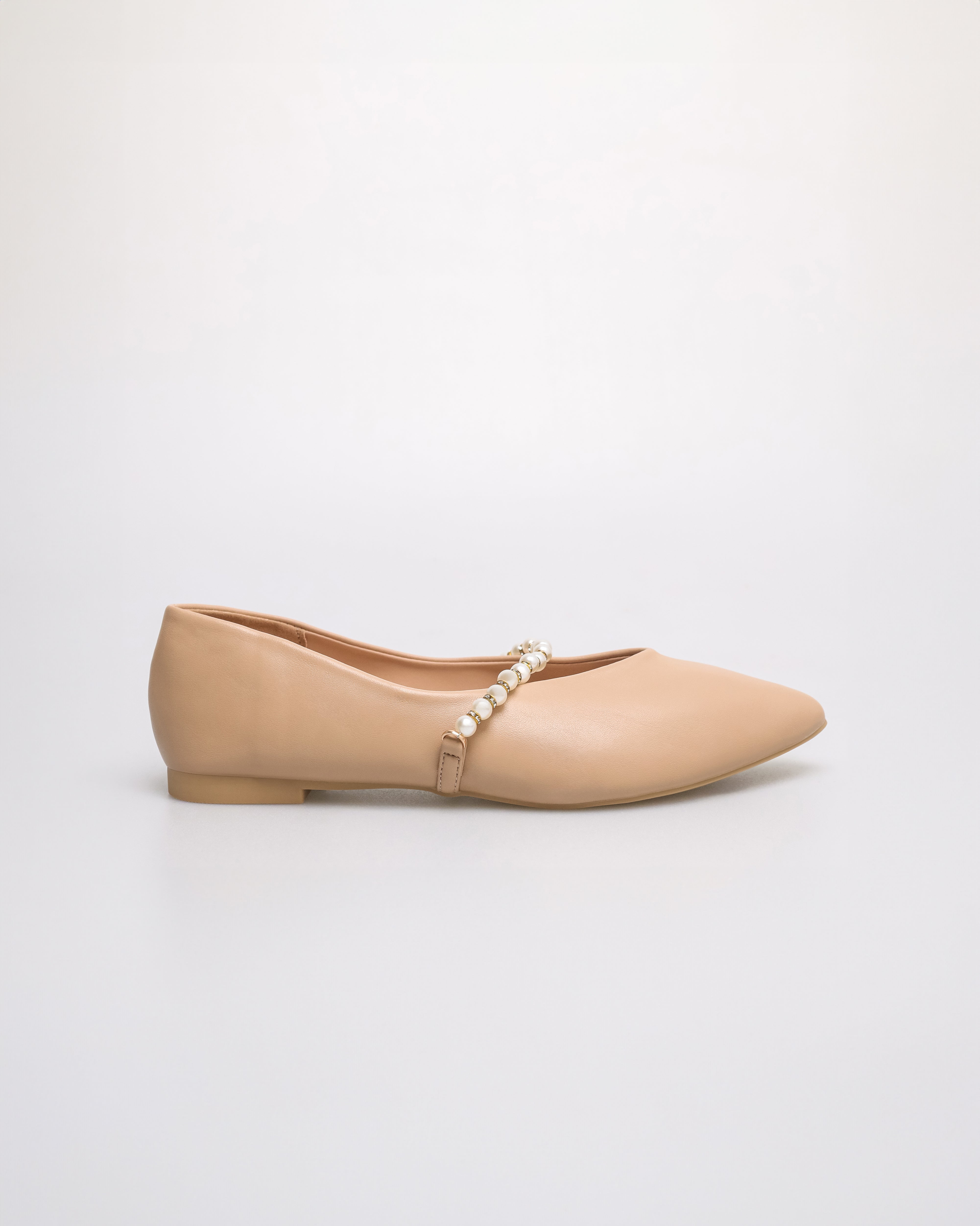 Tomaz YX193 Ladies Plain Pearl Flats (Beige)