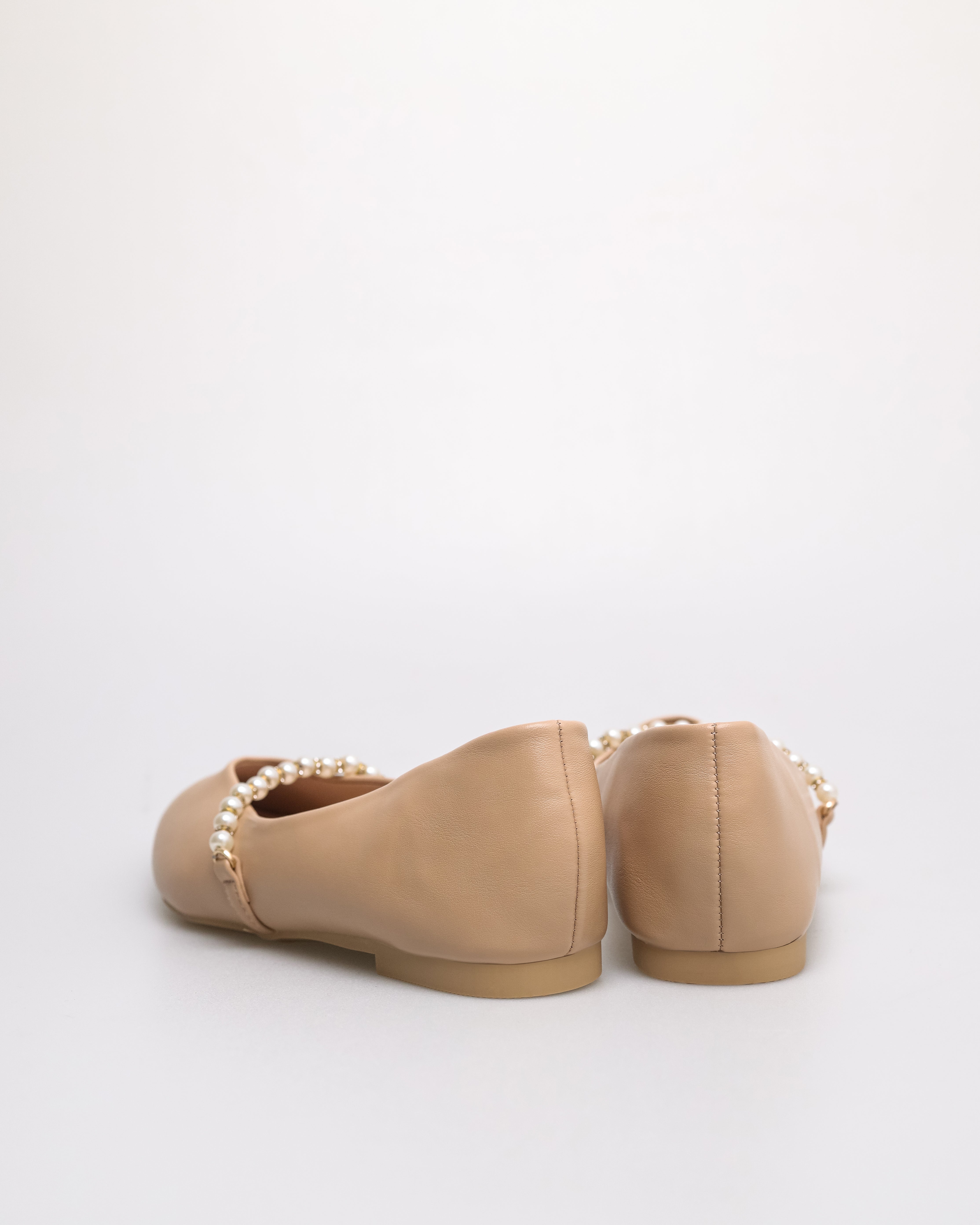 Tomaz YX193 Ladies Plain Pearl Flats (Beige)