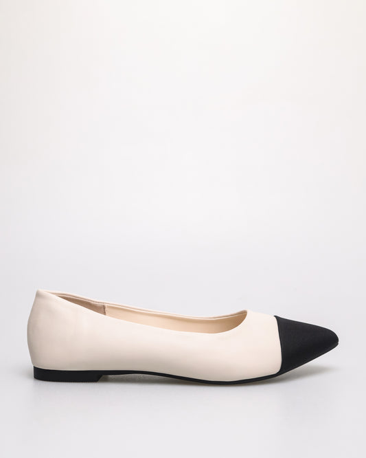 Tomaz YX204 Ladies Duo Tone Flats (Black/Cream)