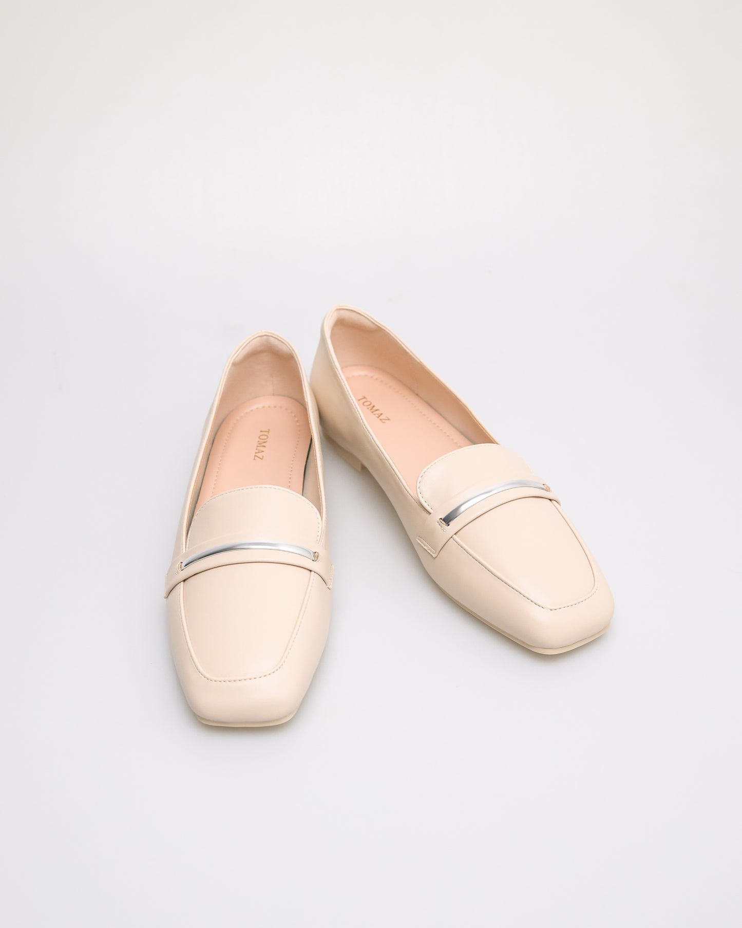 Tomaz YX213 Ladies Metallic Charm Flats (Cream)