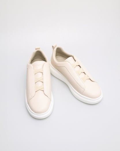 Tomaz C676W Ladies Plain X-Strap Sneaker (Beige)