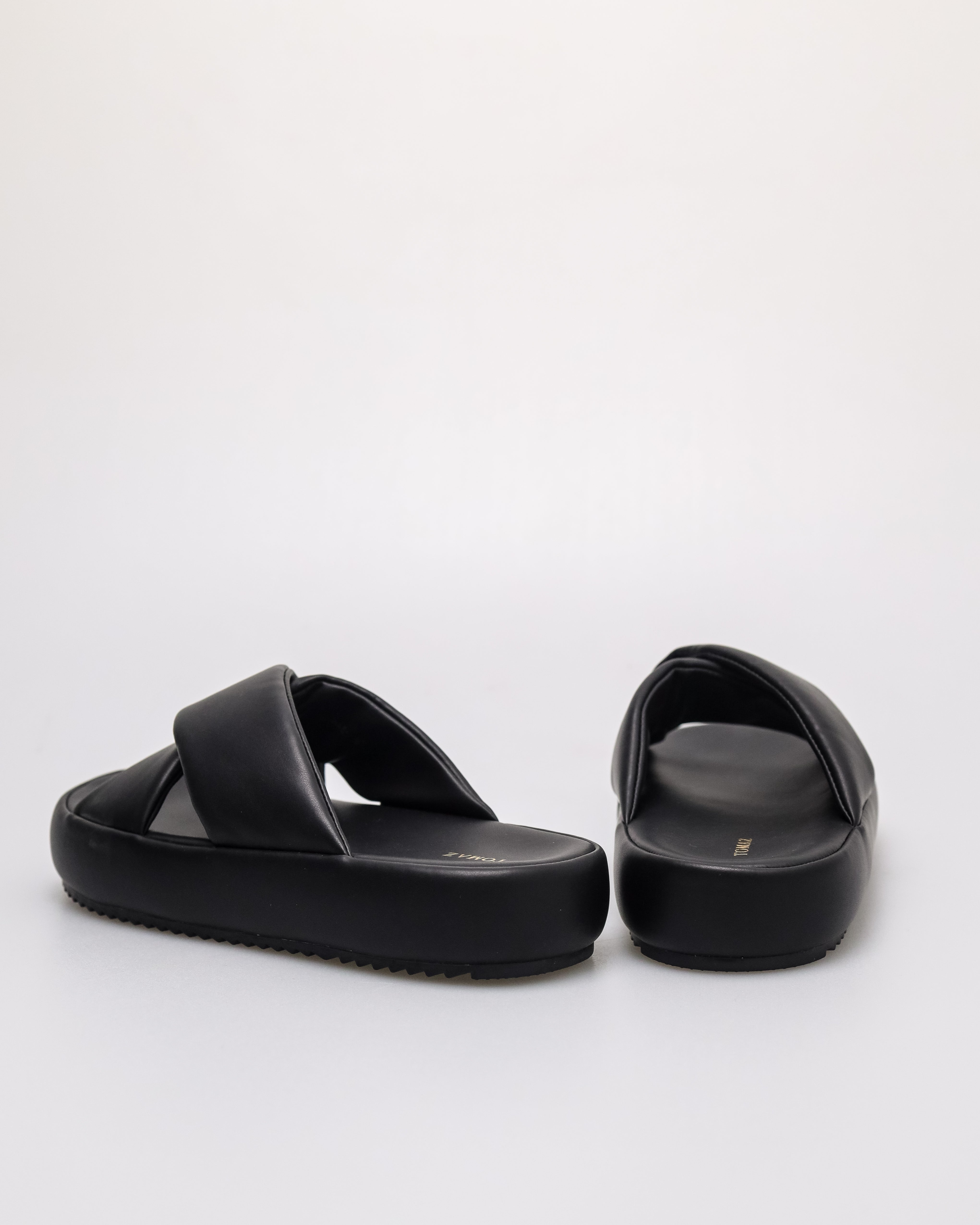 Tomaz NN451 Ladies Cross Padded Flats (Black)